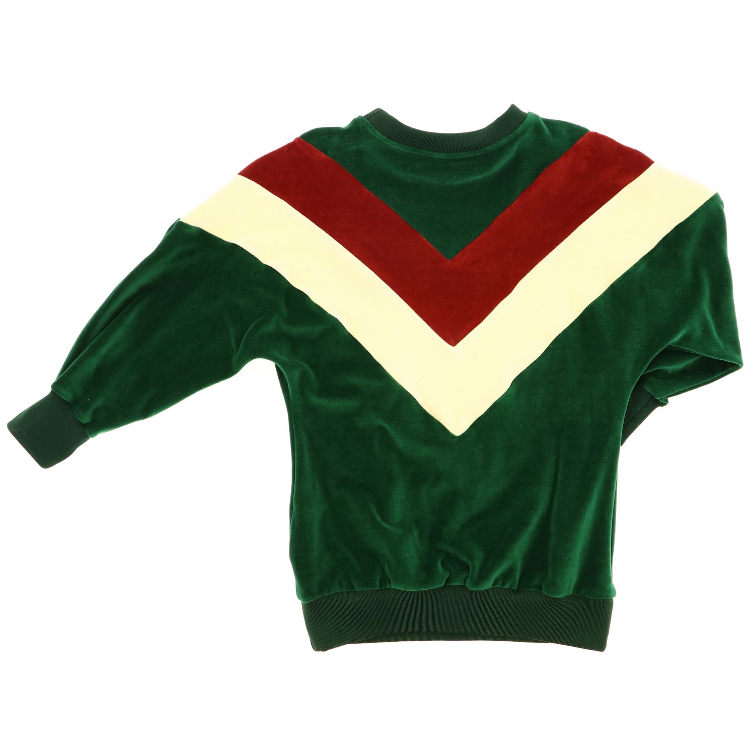GUCCI: Abito in ciniglia a girocollo con maxi fasce web e logo - Verde | Abito  Gucci 571705 XJBFD GIGLIO.COM