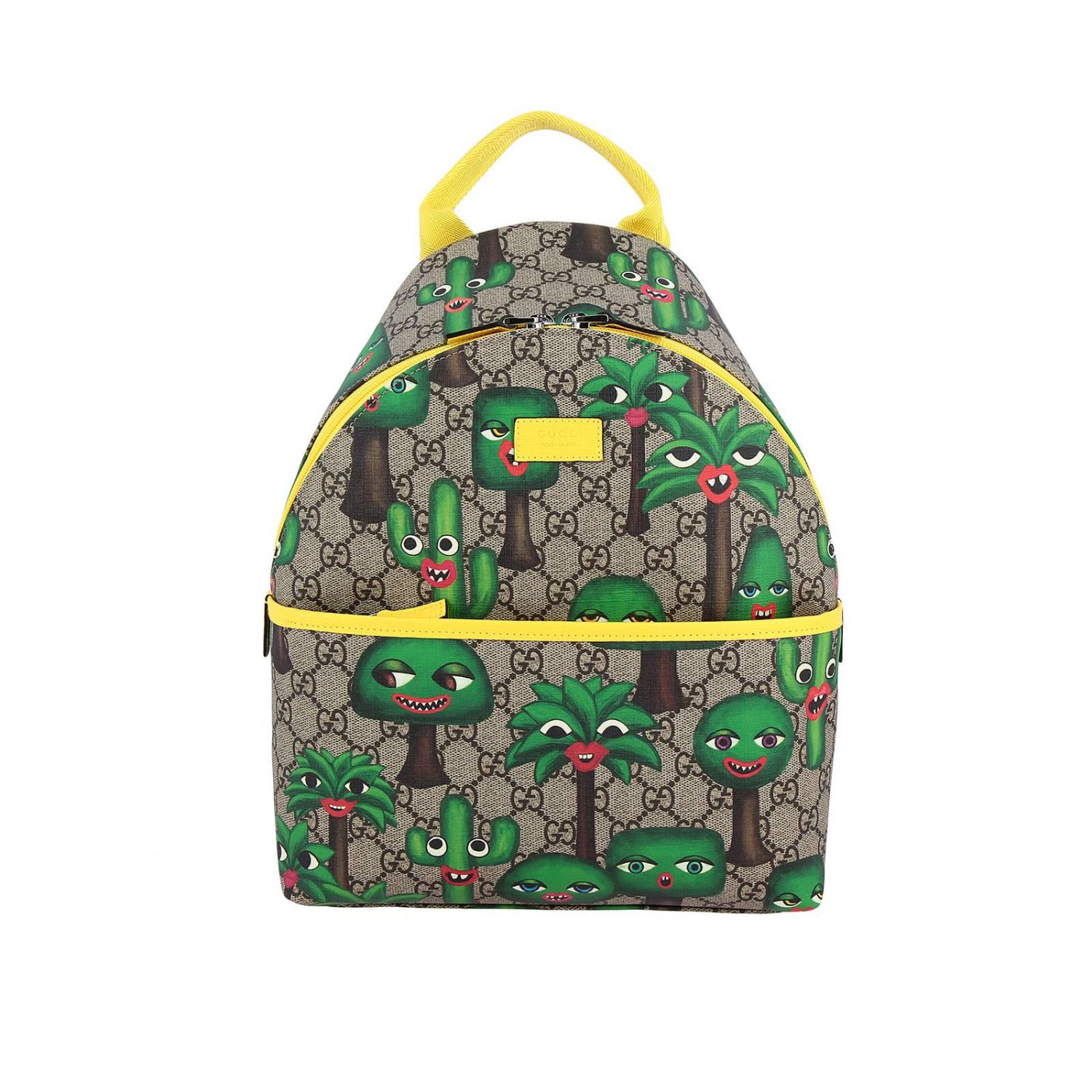 GUCCI: Supreme backpack with all-over cactus print - Beige | Bag Gucci ...