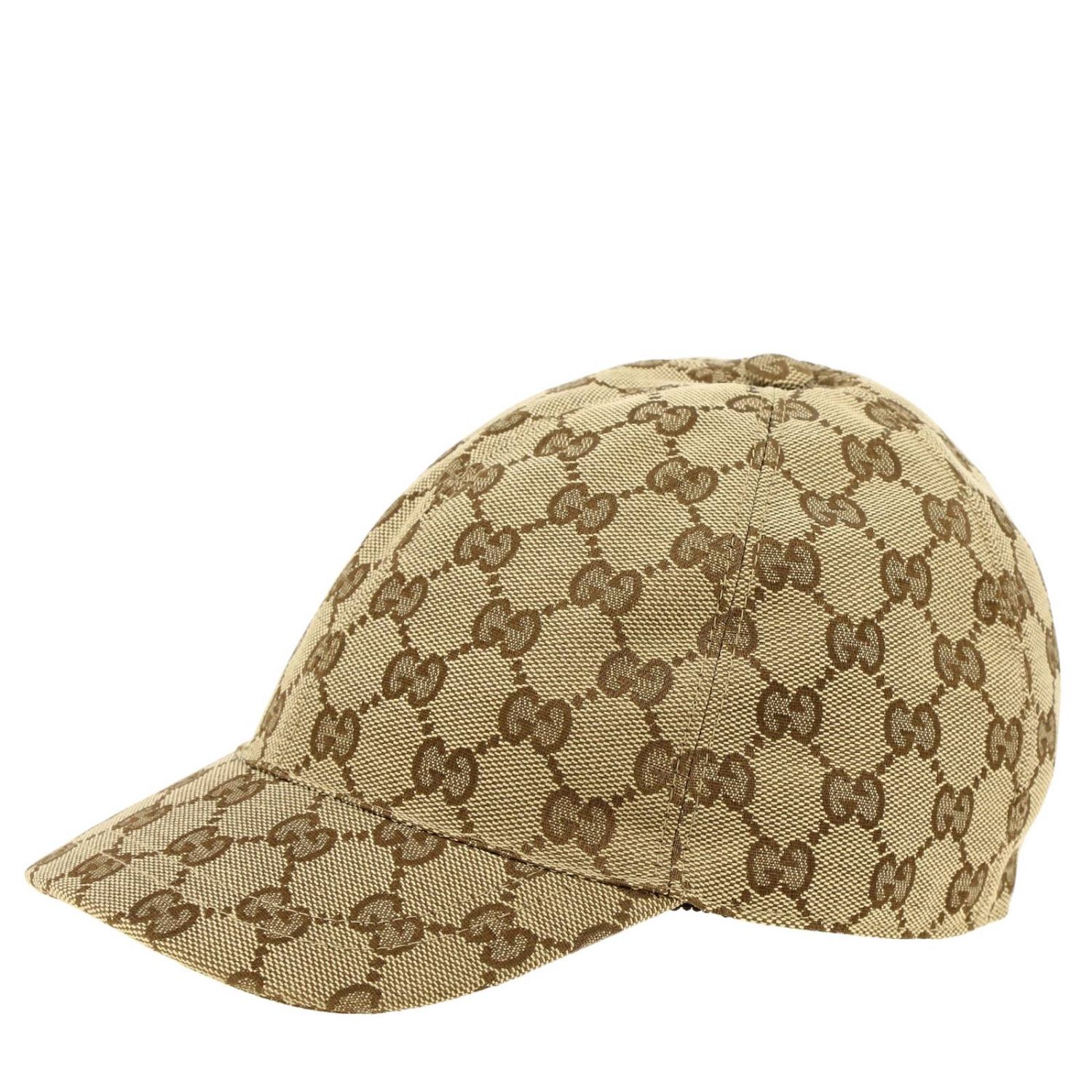 GUCCI： GG Supreme 经典条纹帆布棒球帽- 米色| Gucci帽子481774 3HC65