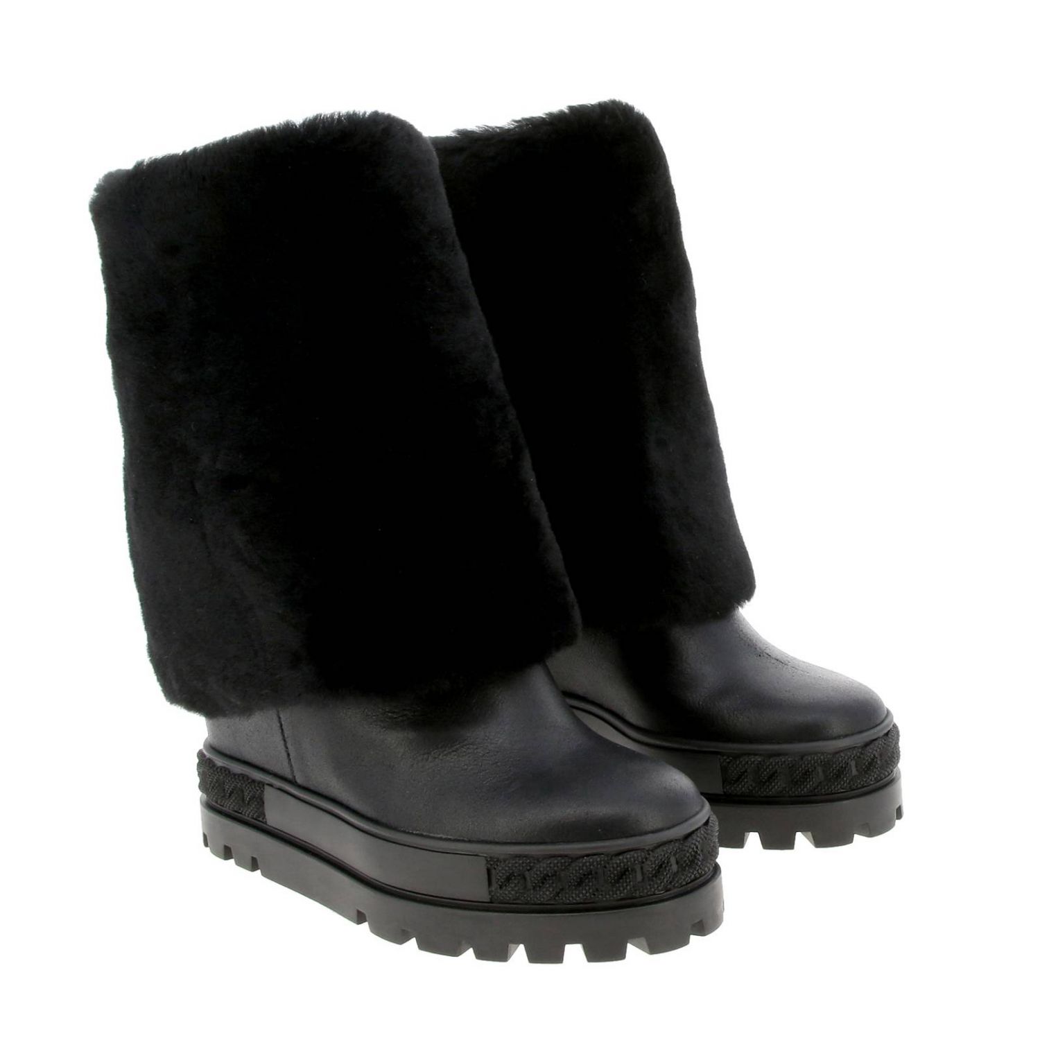 casadei shearling boots