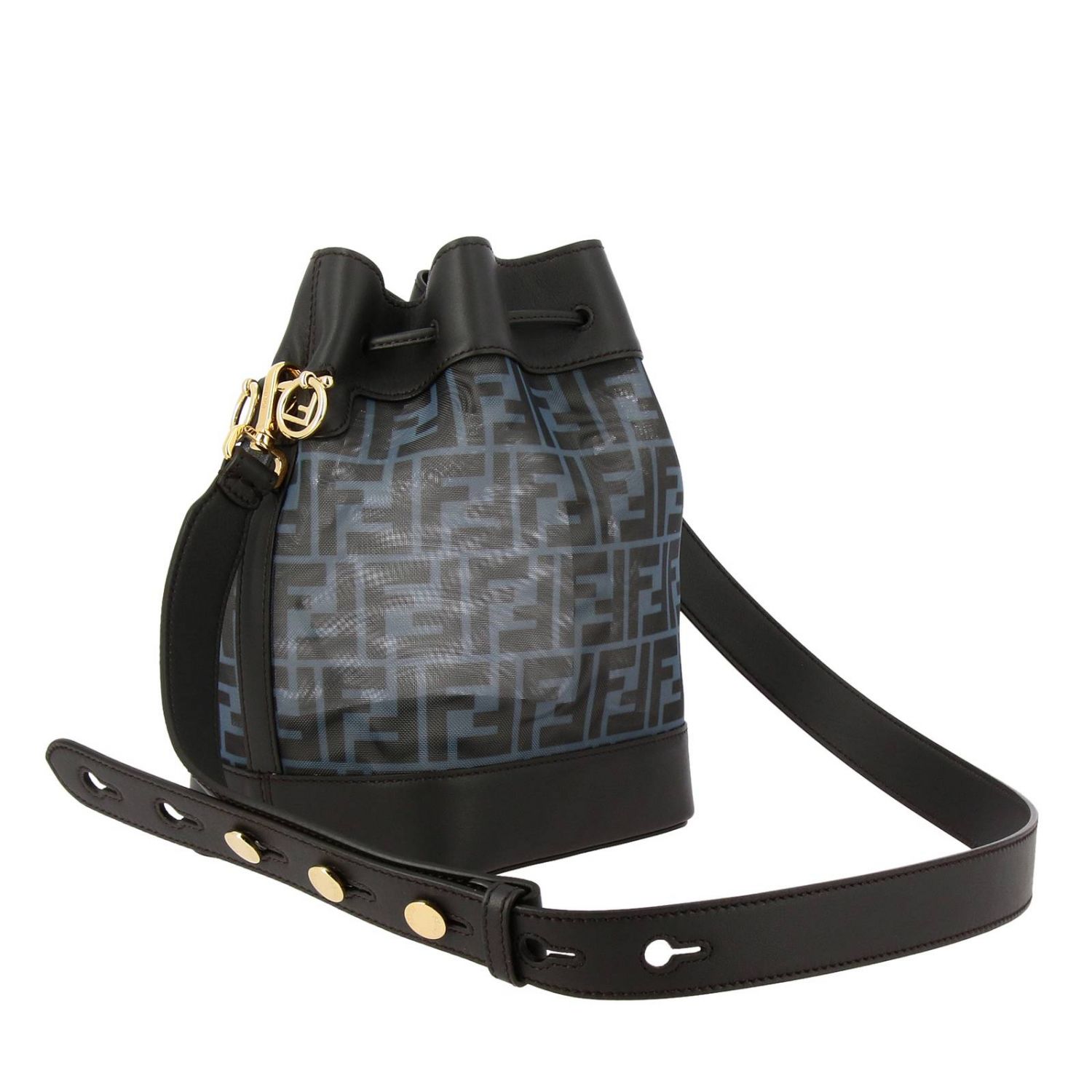 FENDI Mon tresor bucket bag in genuine leather and mesh with FF logo