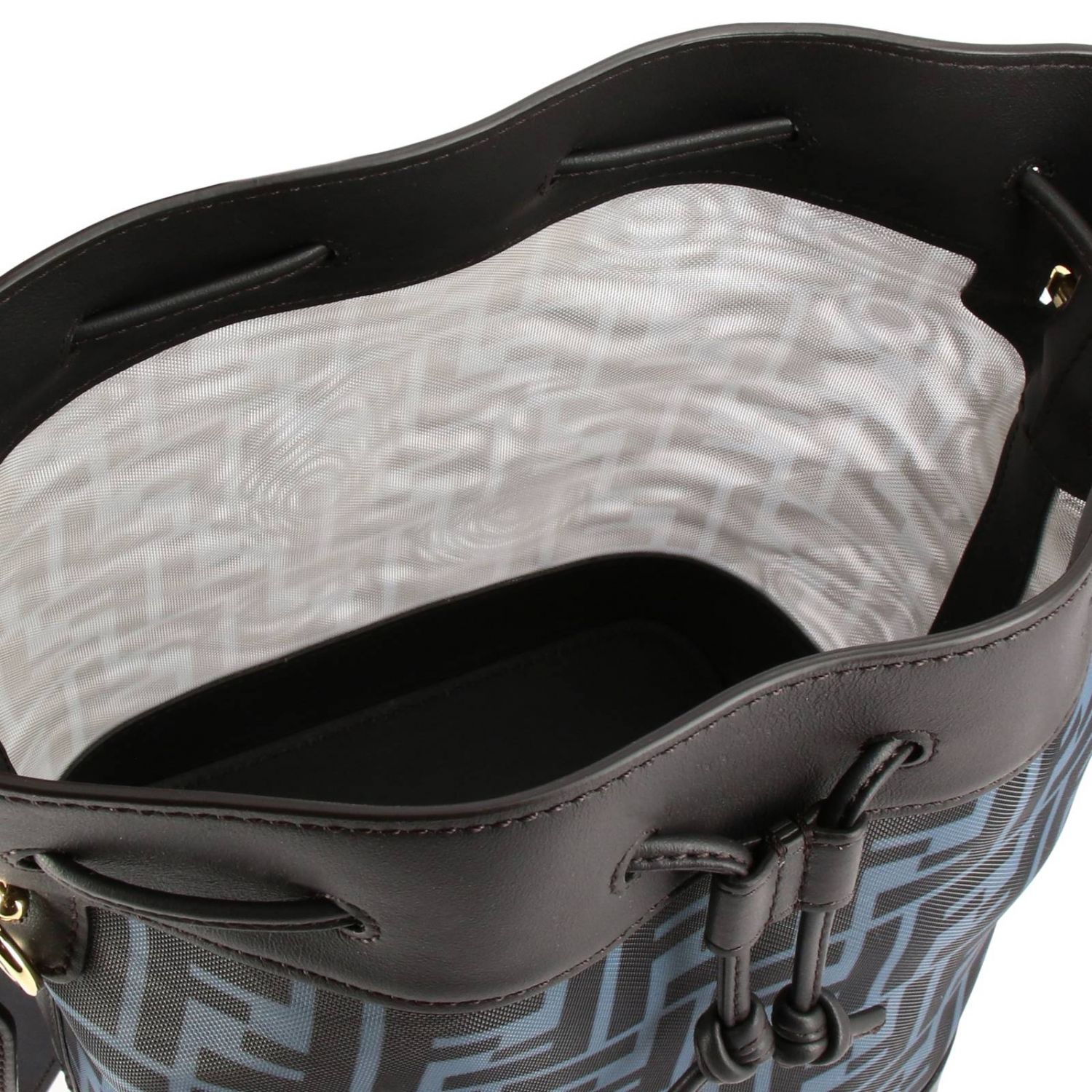 FENDI Mon tresor bucket bag in genuine leather and mesh with FF logo