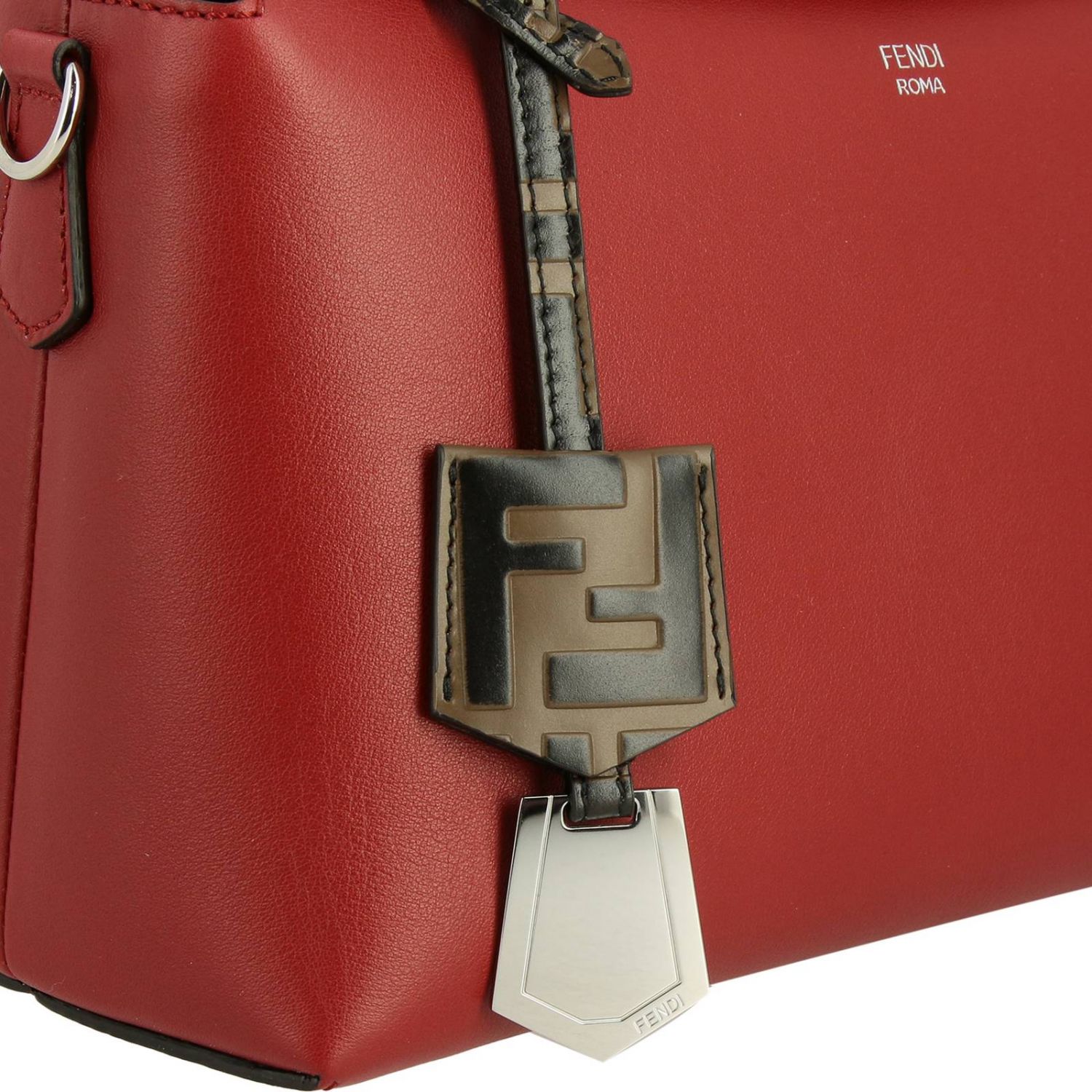 FENDI Small bag By The Way in smooth leather with removable shoulder strap and FF handles Red