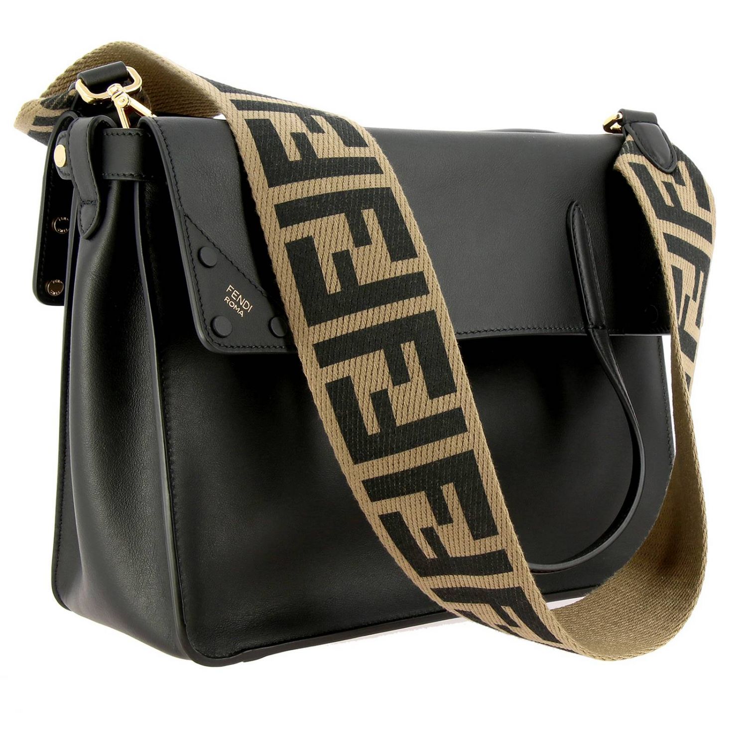Fendi regular tote bag in smooth leather with FF shoulder strap