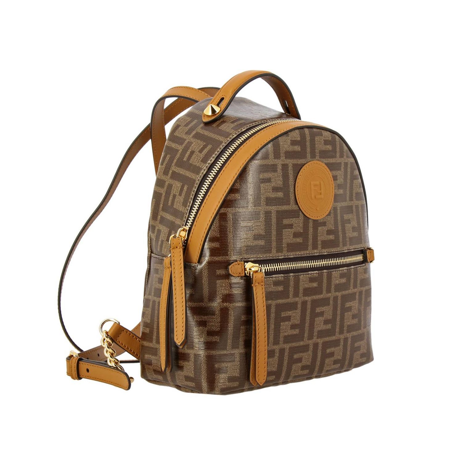 FENDI: Backpack by in vitrified leather with FF all over print ...