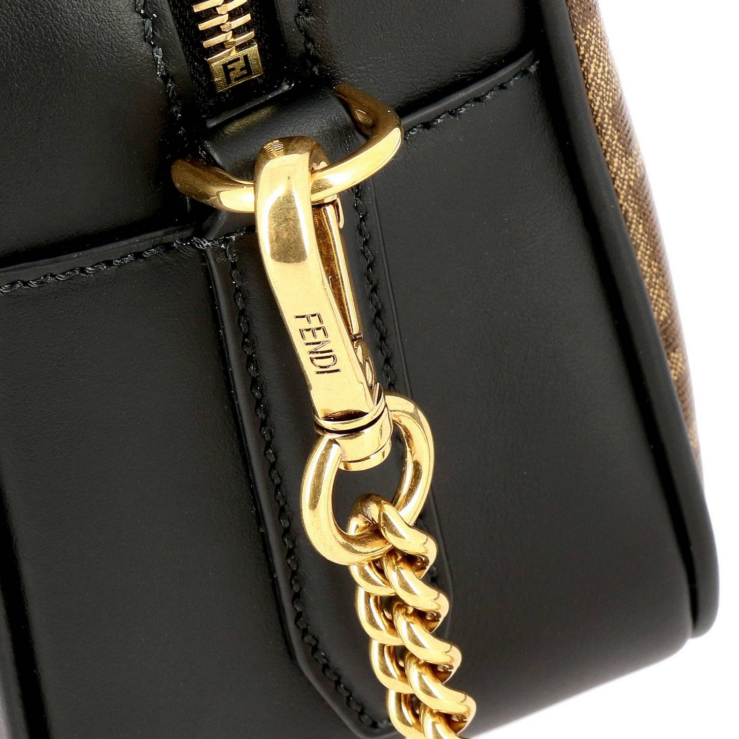 FENDI Camera case bag in smooth and vitrified leather with FF print