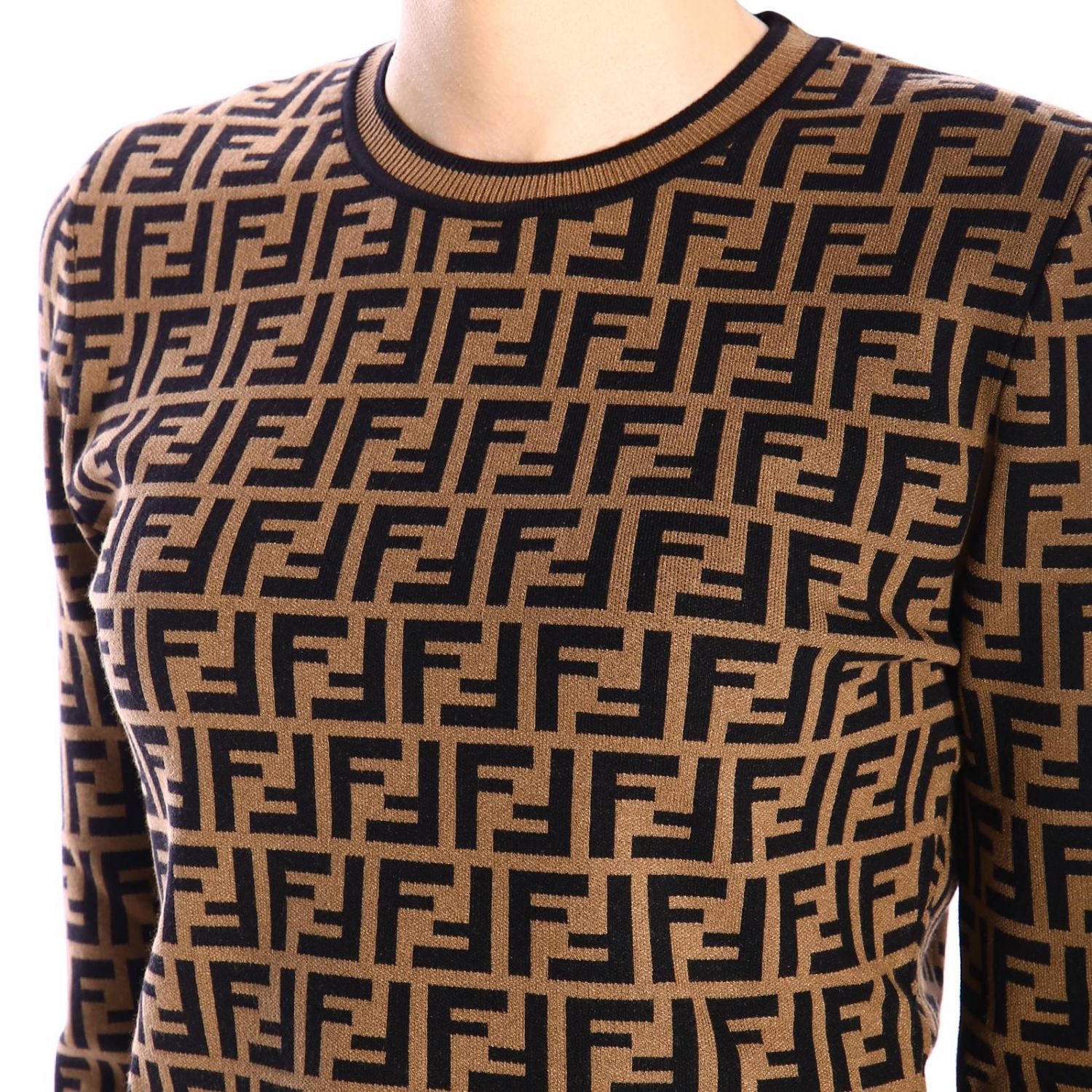 FENDI: crew-neck sweater with all over monogram | Sweater Fendi Women