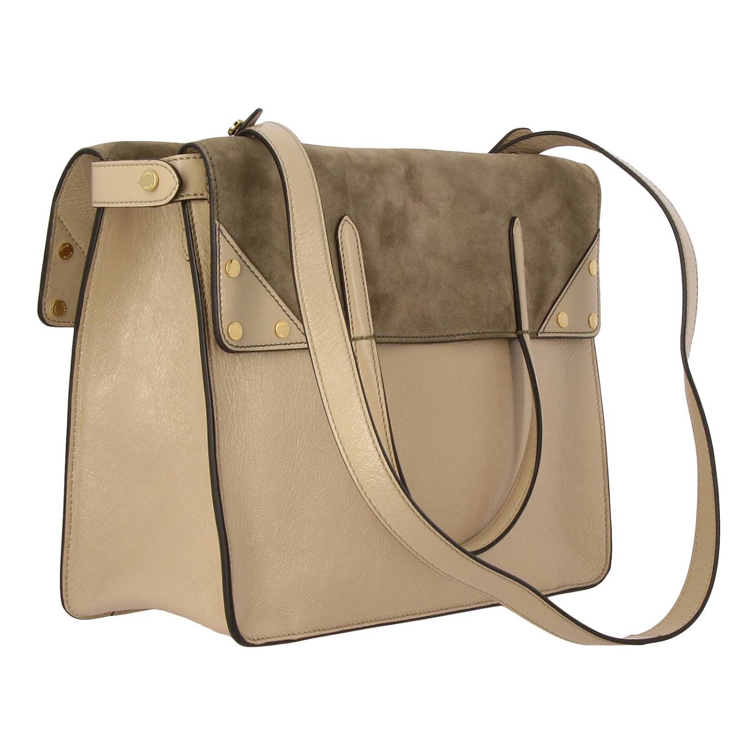 FENDI Sac Flip tote en cuir craquelé avec bandoulière FF Sac Cabas