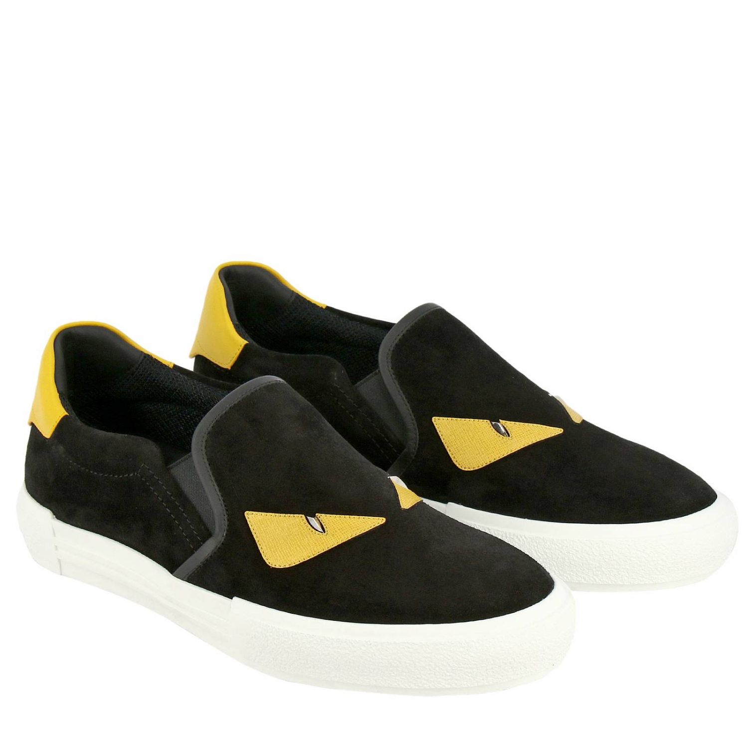 FENDI: slip on sneakers in leather and split leather with Bag Bugs ...