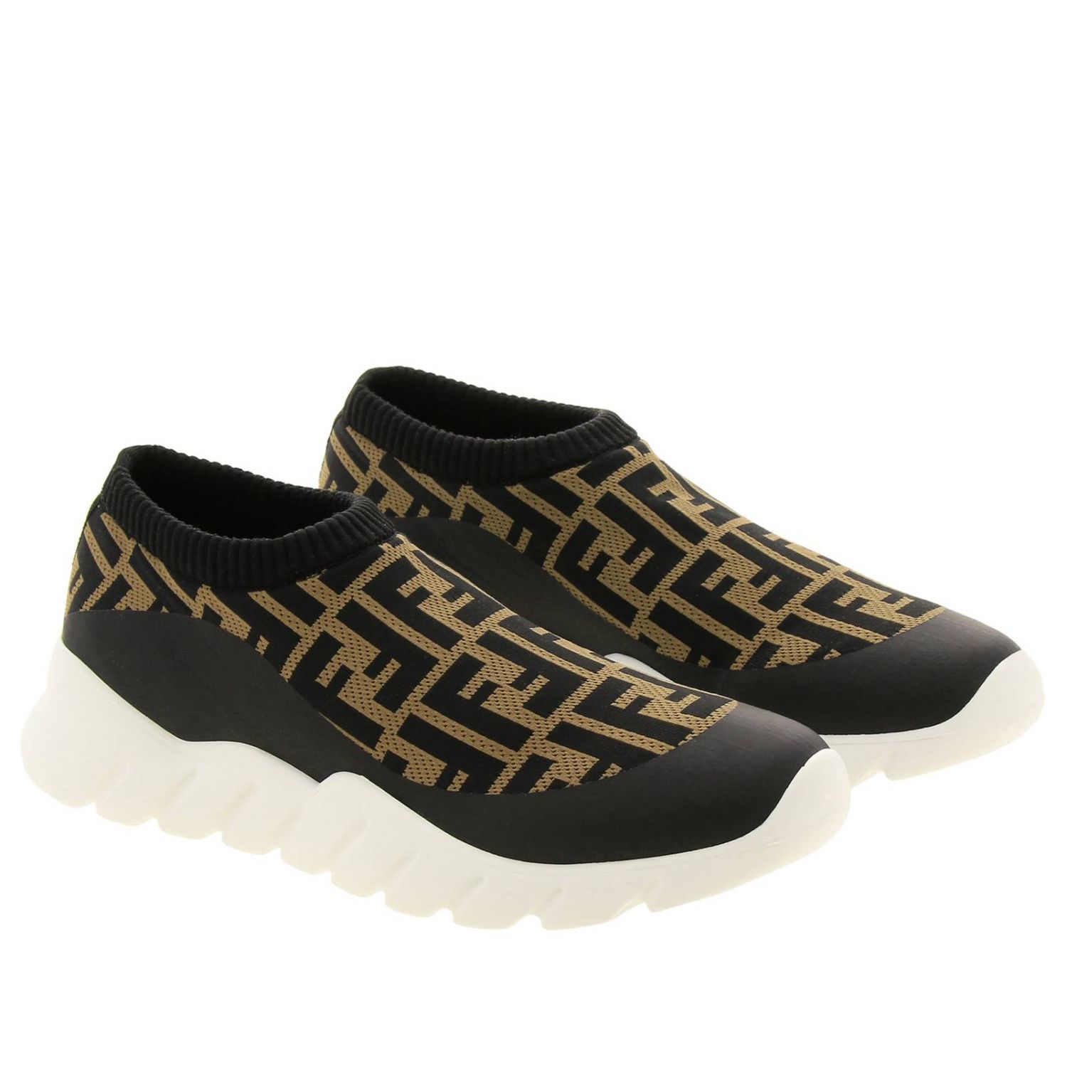 Fendi sock sneakers in jacquard fabric with FF all over monogram ...