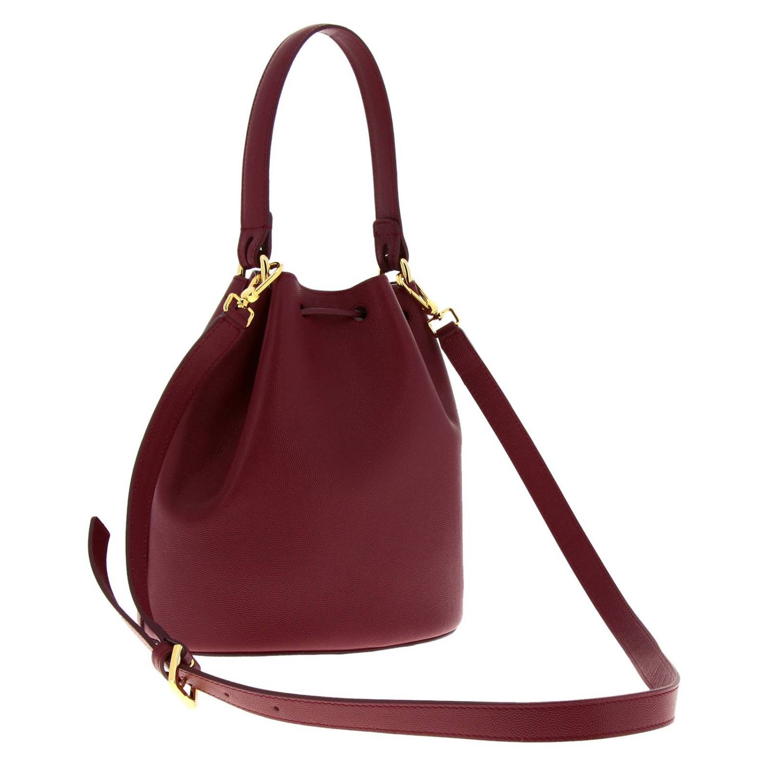 Furla Outlet: bucket bag in textured leather with FF monogram - Cherry ...