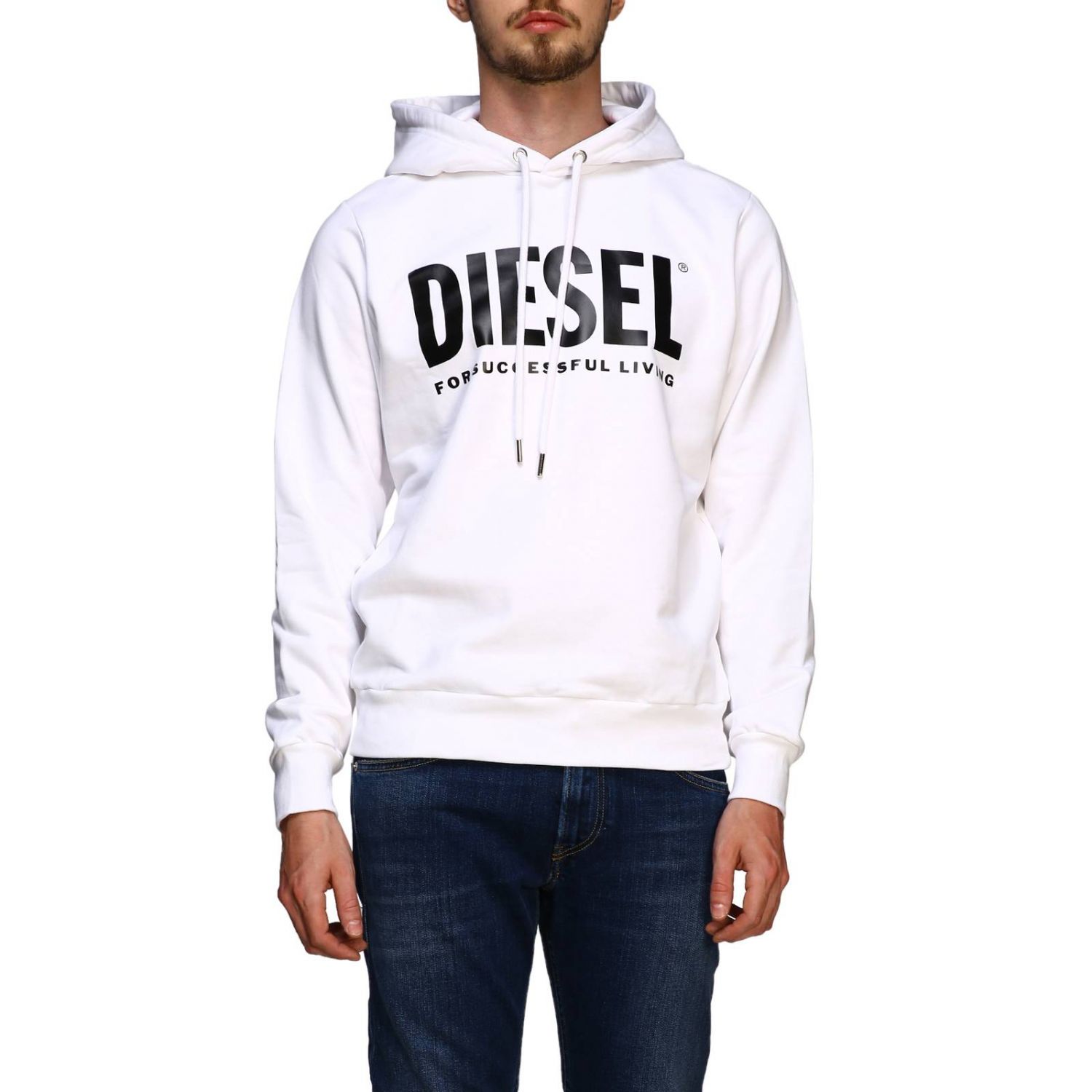 Diesel sweatshirt with hood and maxi print logo | Sweater Diesel Men ...