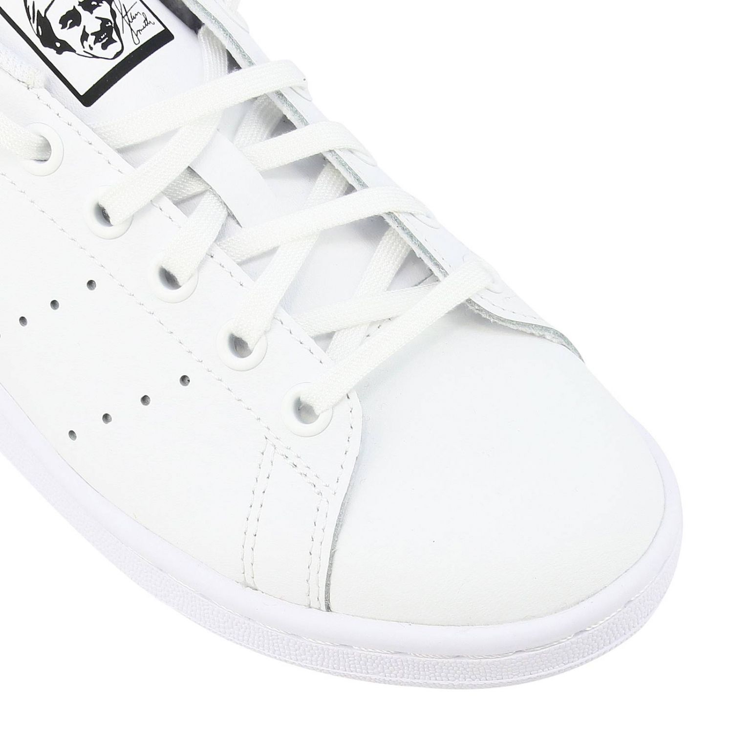 Adidas Originals Outlet: Zapatillas Stan Smith de cuero con tacÃ³n en contraste - Blanco 