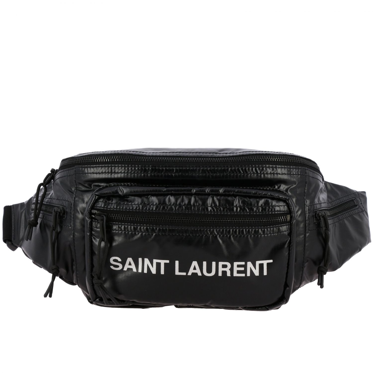 Outlet de Laurent: Riñonera de nylon brillante con logo, Negro | RiÑOneras Saint Laurent 581375 HO21Z en línea en GIGLIO.COM