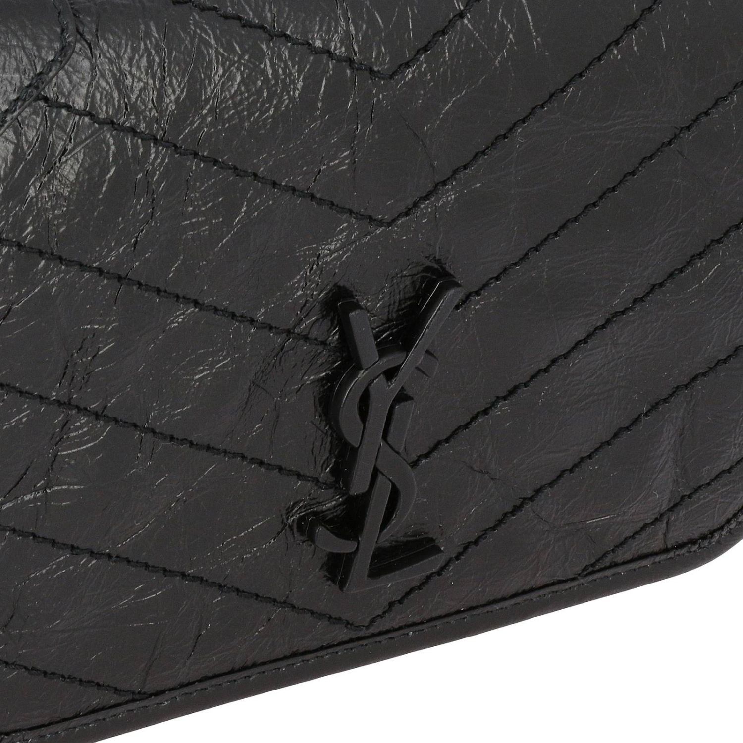 SAINT LAURENT Niki Monogram YSL fancy leather bag Black Saint