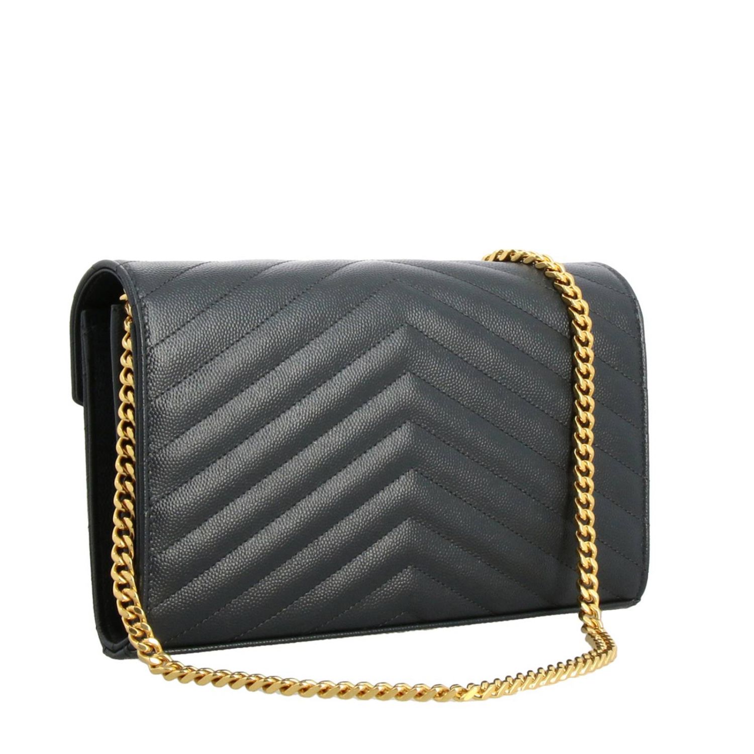 ysl monogram chain wallet black