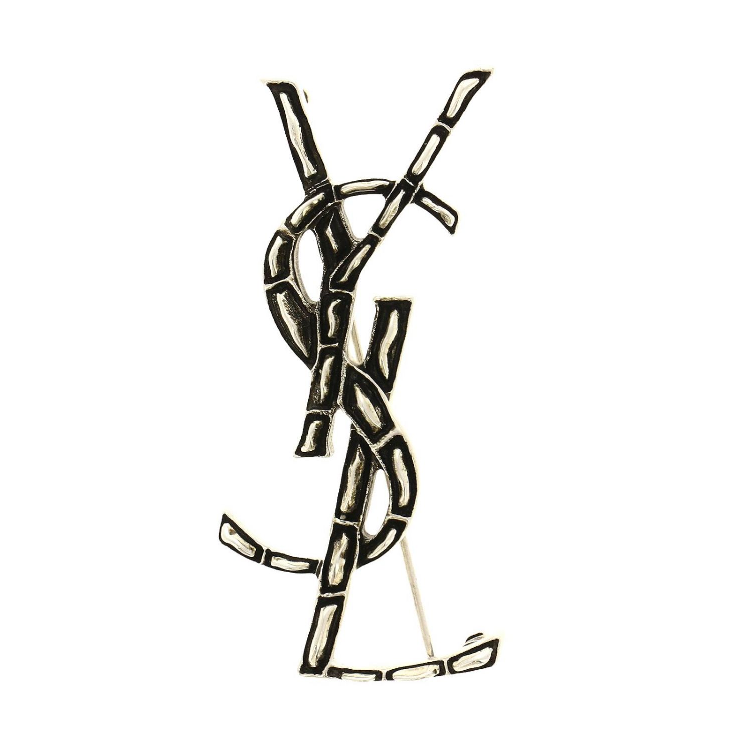 SAINT LAURENT: brooch with YSL monogram - Silver | Saint Laurent jewel ...