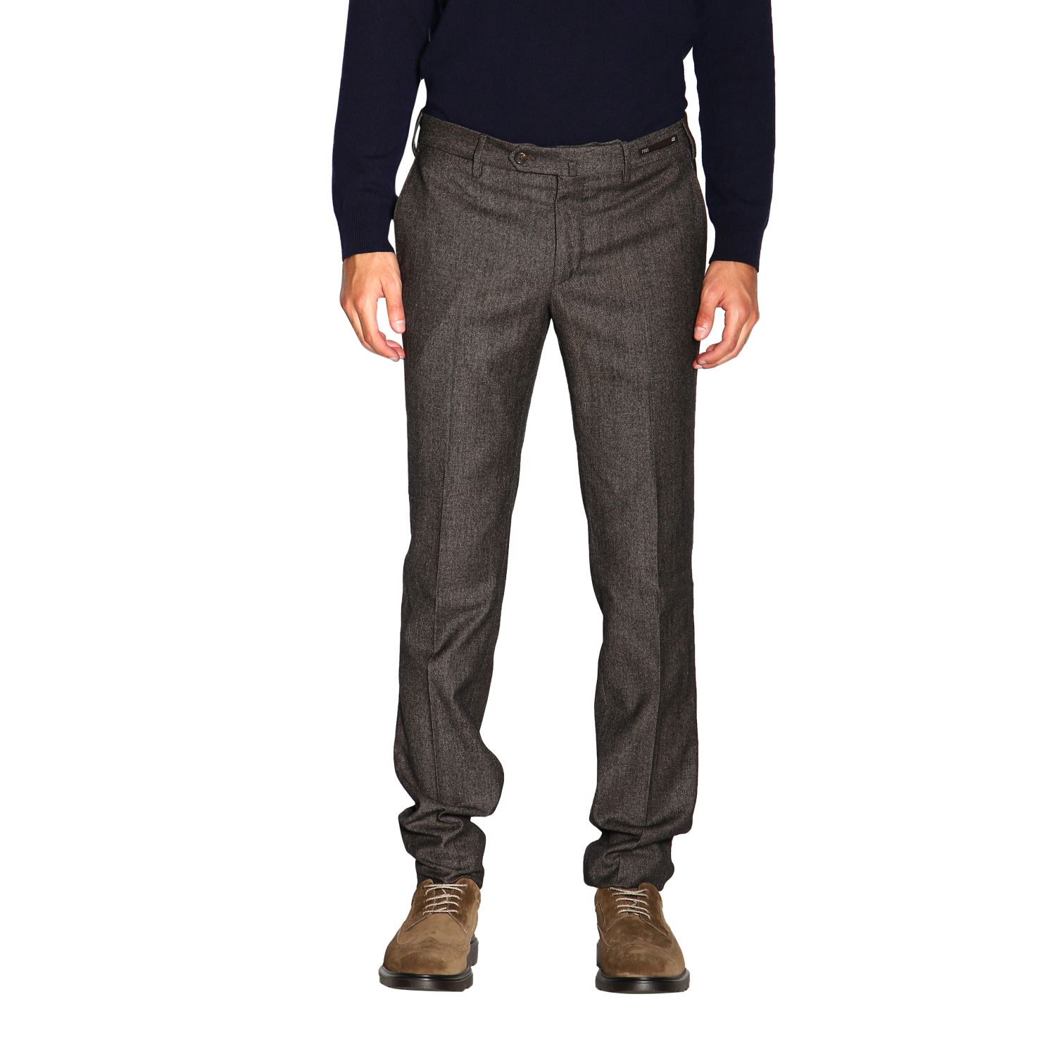 charcoal pants navy shirt