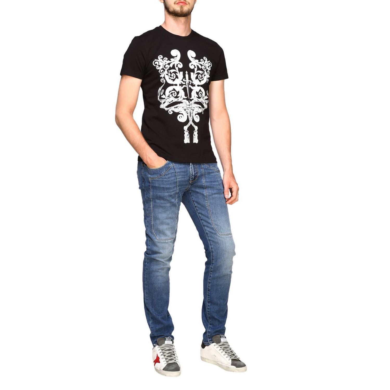 Paciotti 4Us Outlet: T-shirt with print and logo - Black | Paciotti 4Us ...