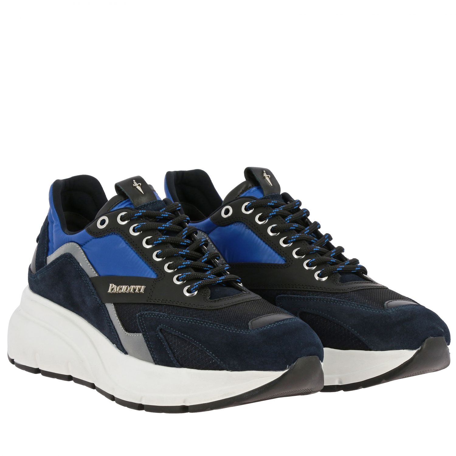 Paciotti 4Us Outlet: Zed sneakers in suede and padded nylon with logo ...