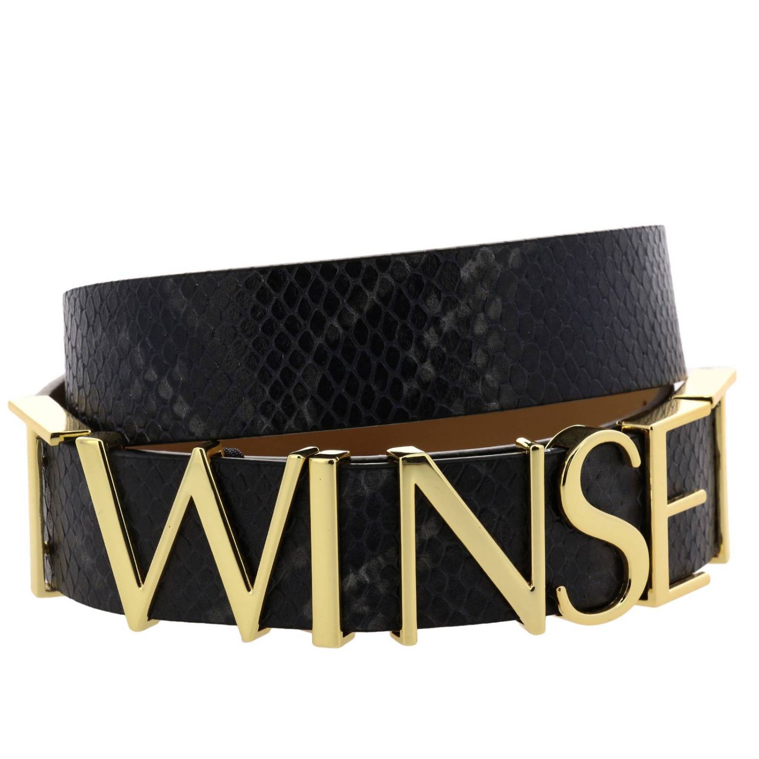 Twinset Outlet: Twin-set belt with snakeskin print and maxi logo - Grey ...