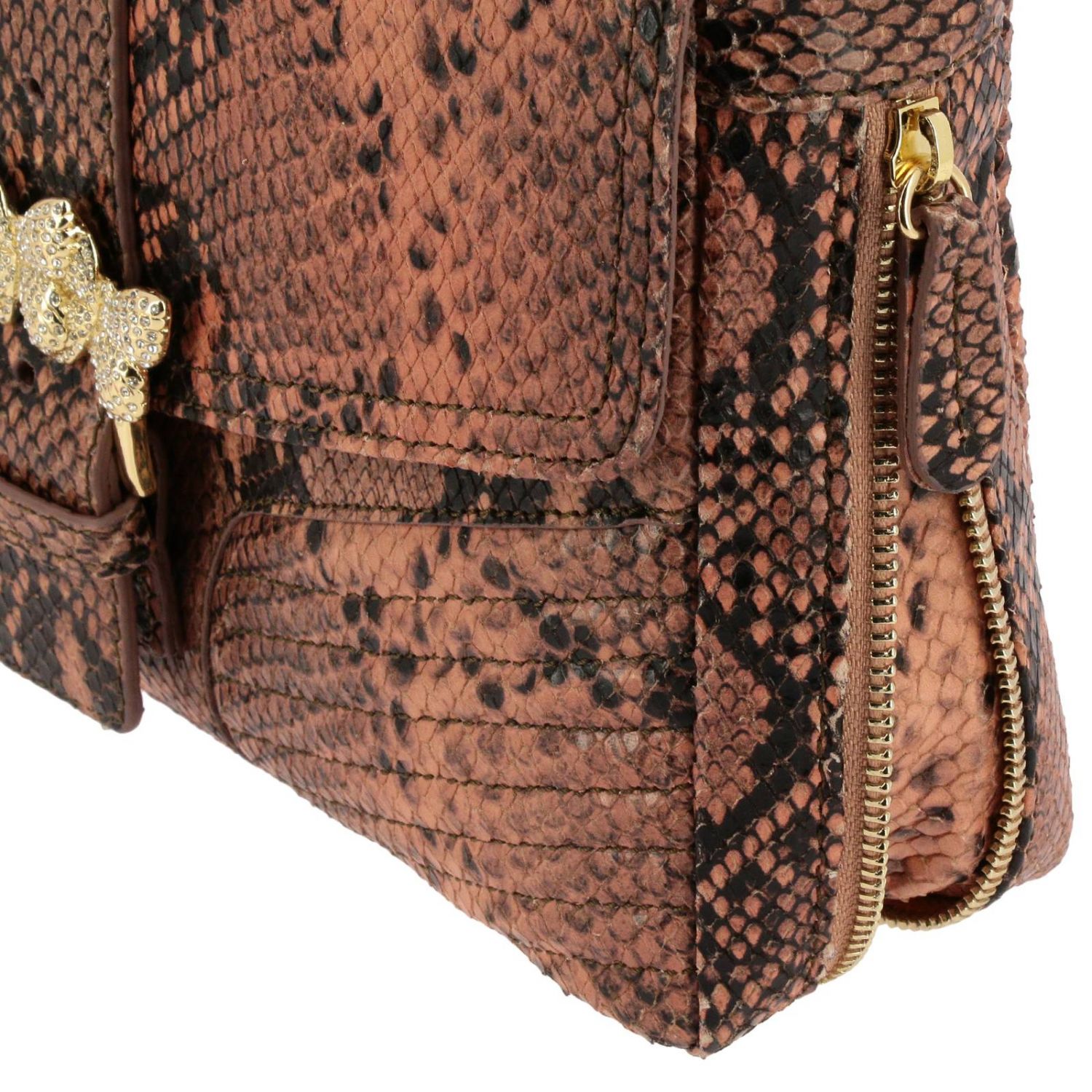 Twinset Outlet: Borsa Twin-set a tracolla in pelle stampa pitone con  farfalle di strass - Rosa | Borse A Tracolla Twinset TA7230 GIGLIO.COM