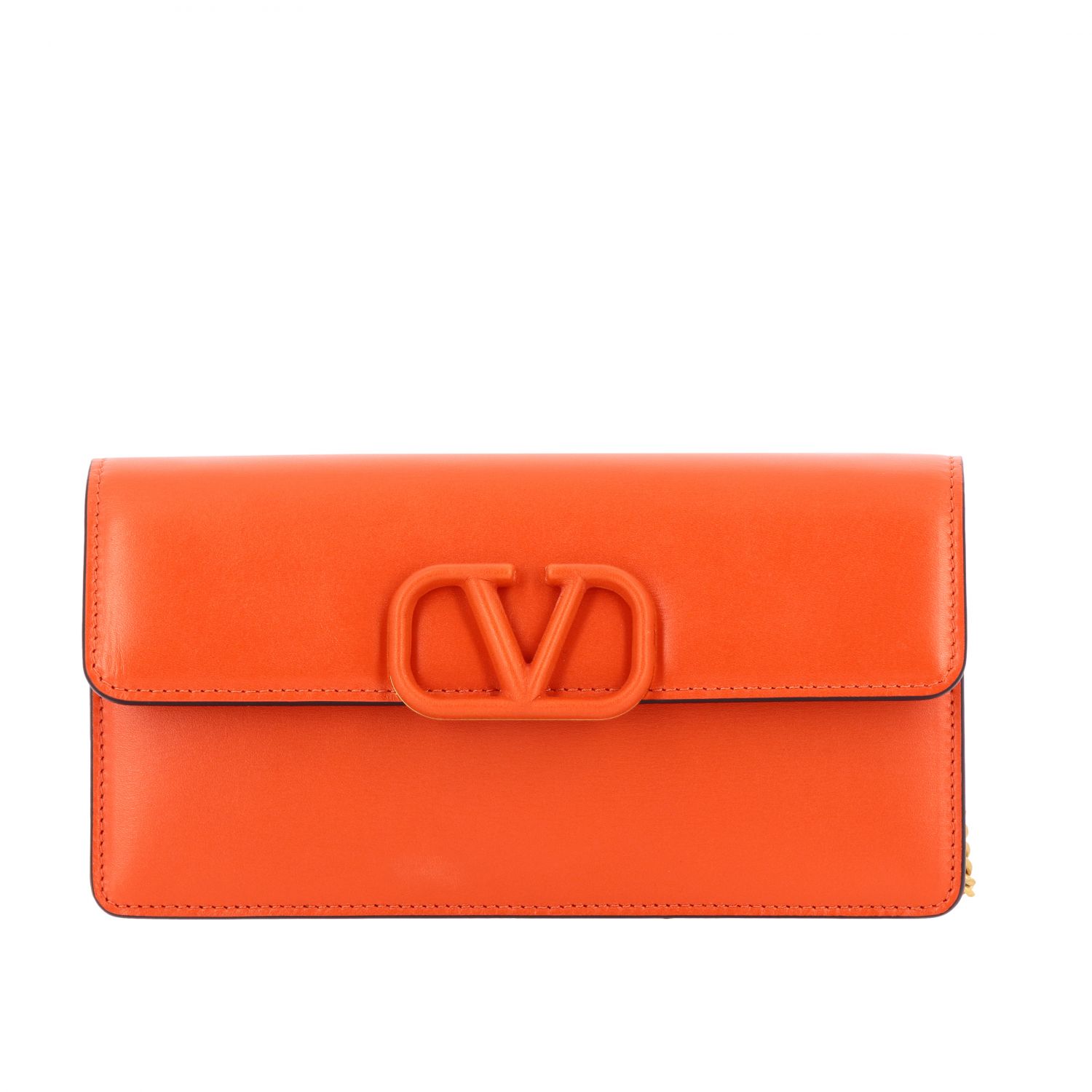 VALENTINO GARAVANI: small VLogo bag in smooth leather - Orange | Mini ...