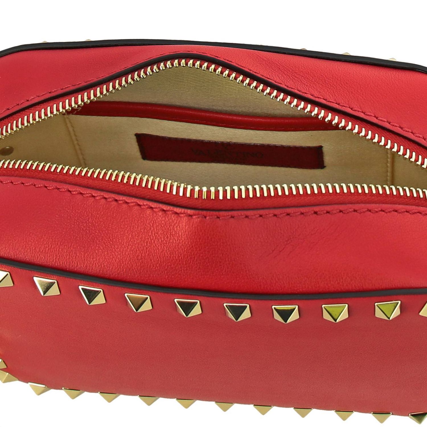 Valentino Garavani Outlet Rockstud Spike Camera Bag in leather with