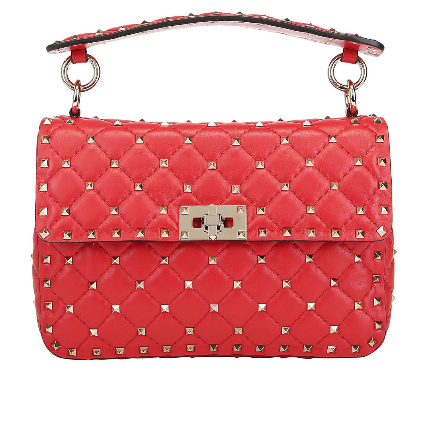 Valentino Garavani Outlet Rockstud Spike quilted nappa leather bag with removable handle and