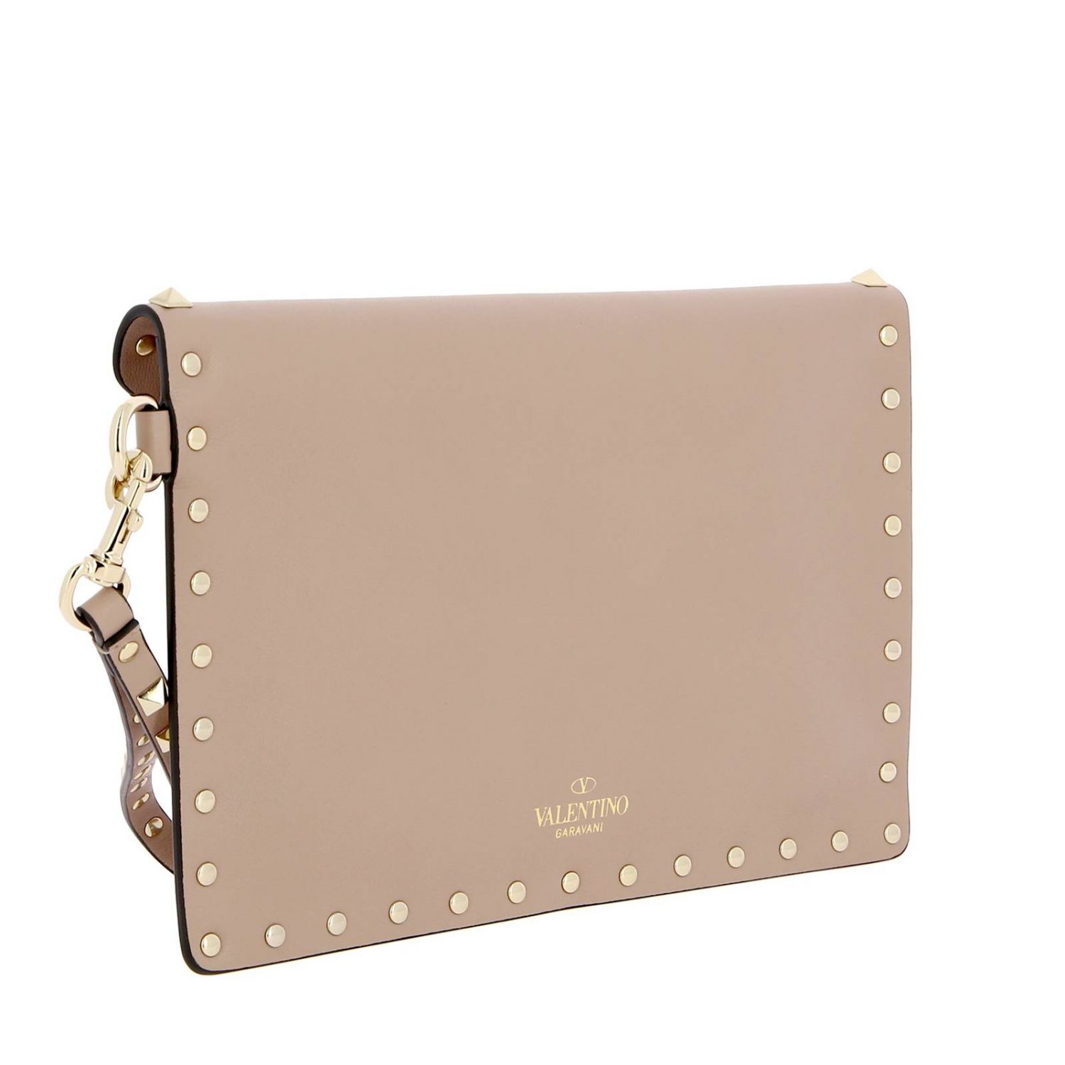 VALENTINO GARAVANI Rockstud clutch bag in genuine leather with studs