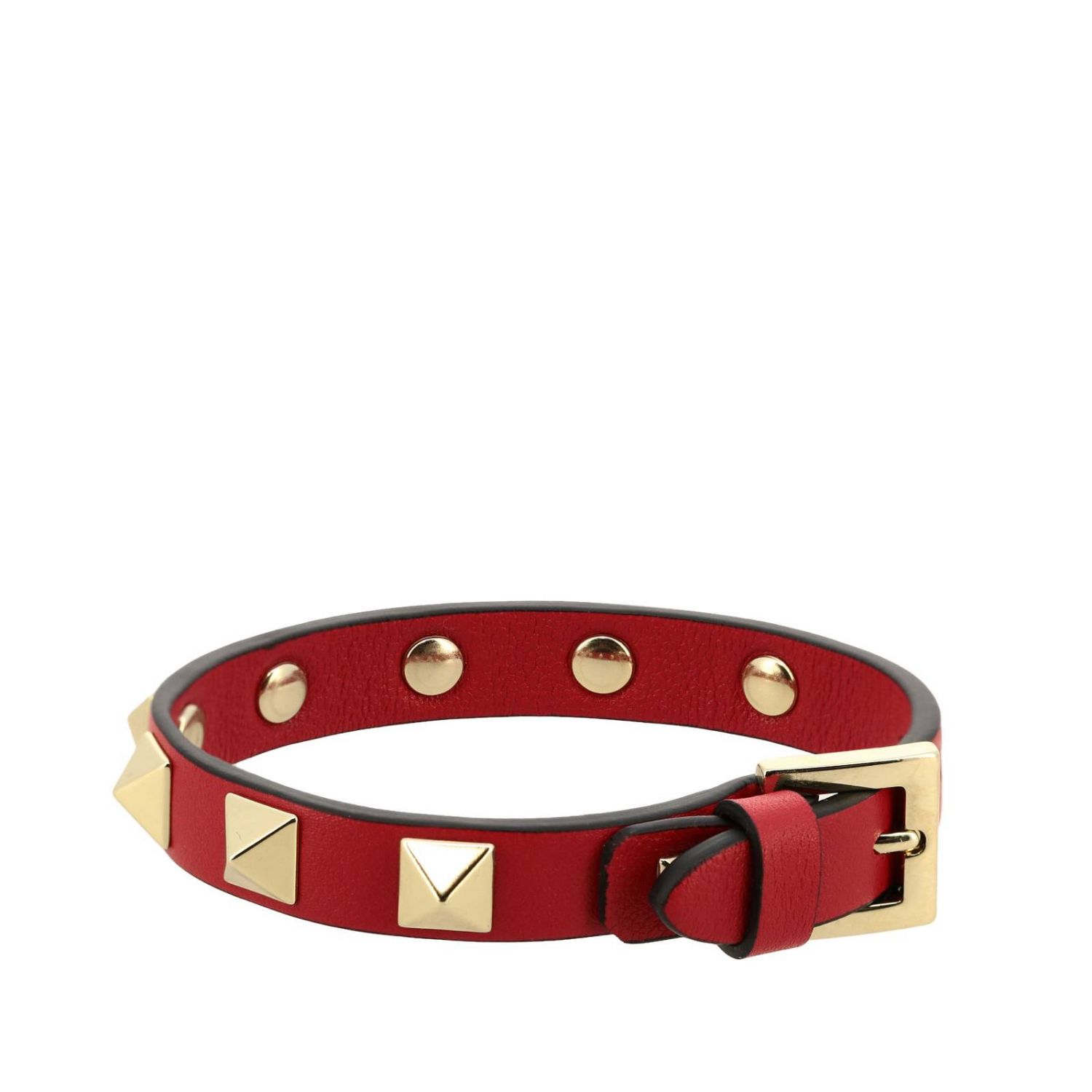 VALENTINO GARAVANI: leather bracelet | Jewel Valentino Garavani Red | Valentino SW2J0255 VIT GIGLIO.COM