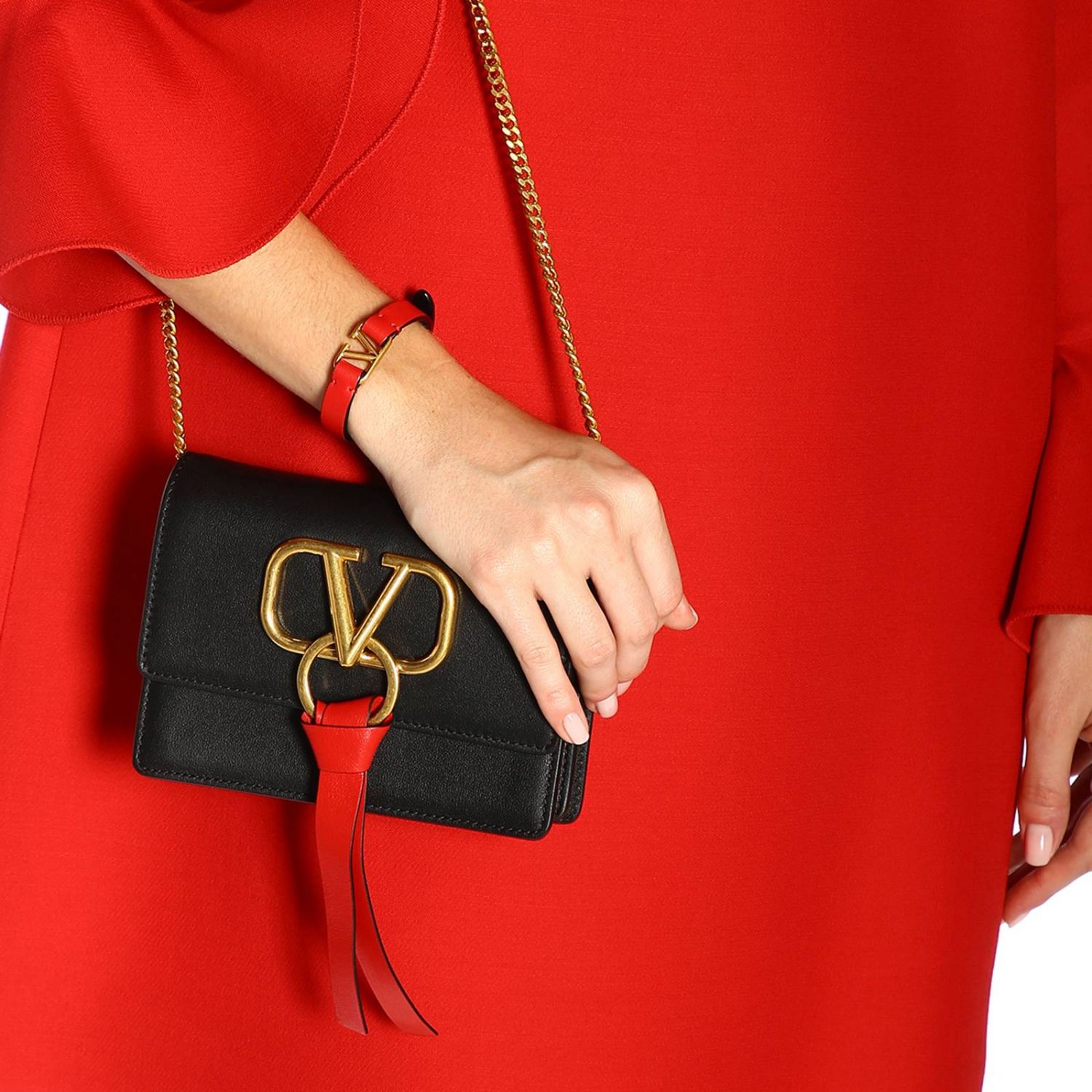 VALENTINO GARAVANI: VLogo leather bracelet with monogram Jewel Valentino Women Red | Jewel Valentino Garavani SW2J0C44 ZXL GIGLIO.COM