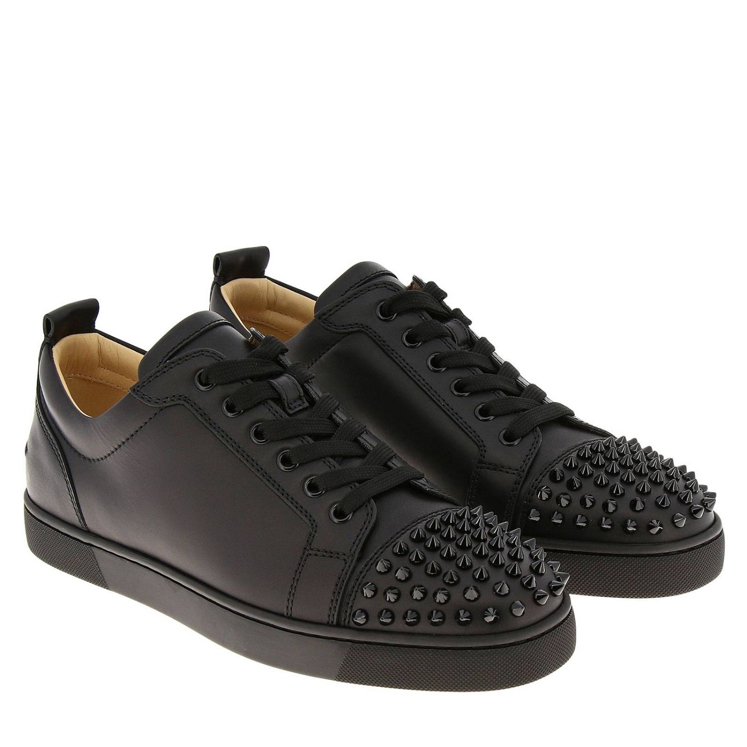black studded louboutin trainers