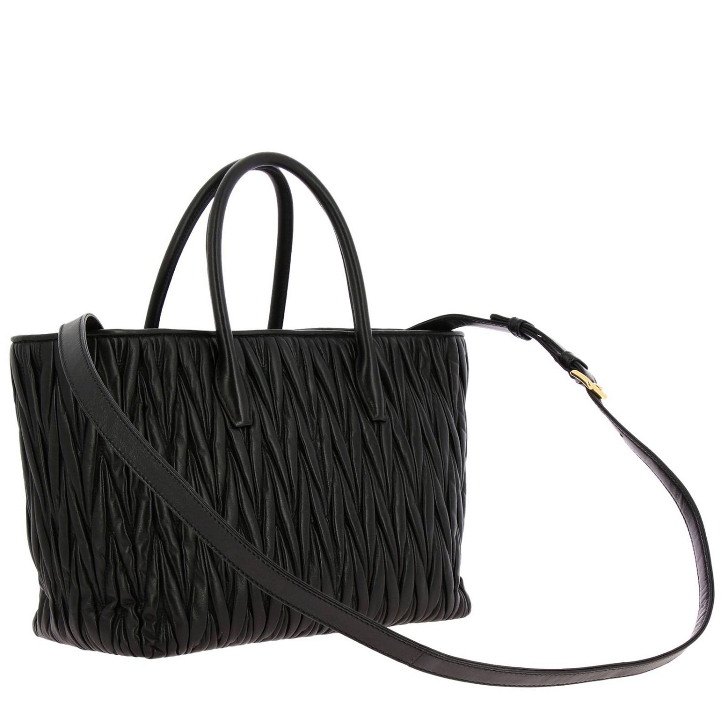 MIU MIU: shopping bag in matelassé leather with shoulder strap | Tote