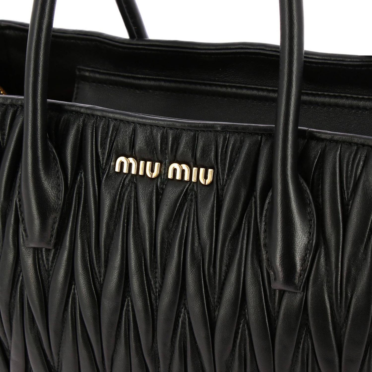 MIU MIU: shopping bag in matelassé leather with shoulder strap | Tote ...
