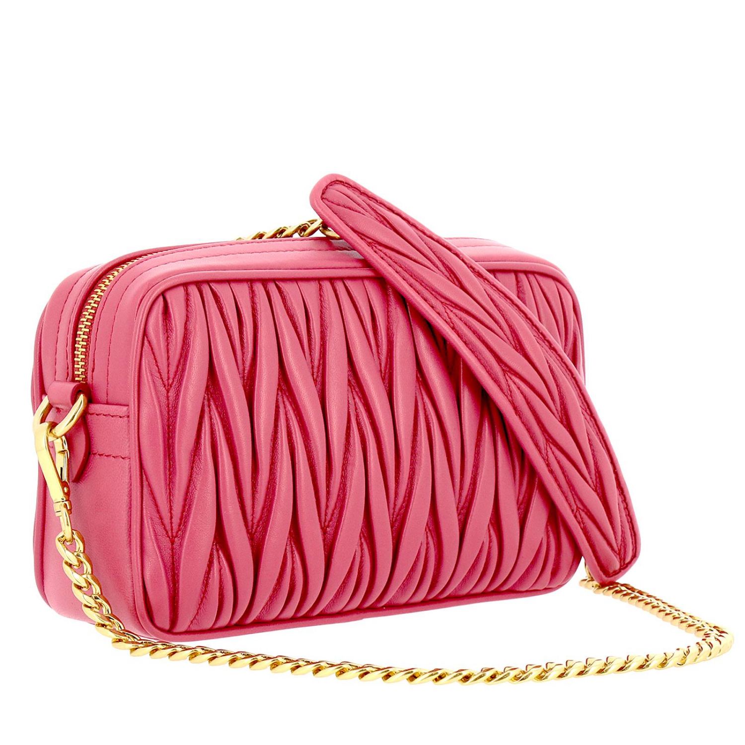 MIU MIU: Borsa Camera bag a mattoncino in pelle matelassé - Fuxia | Borse A  Tracolla Miu Miu 5BH118OOM N88 GIGLIO.COM