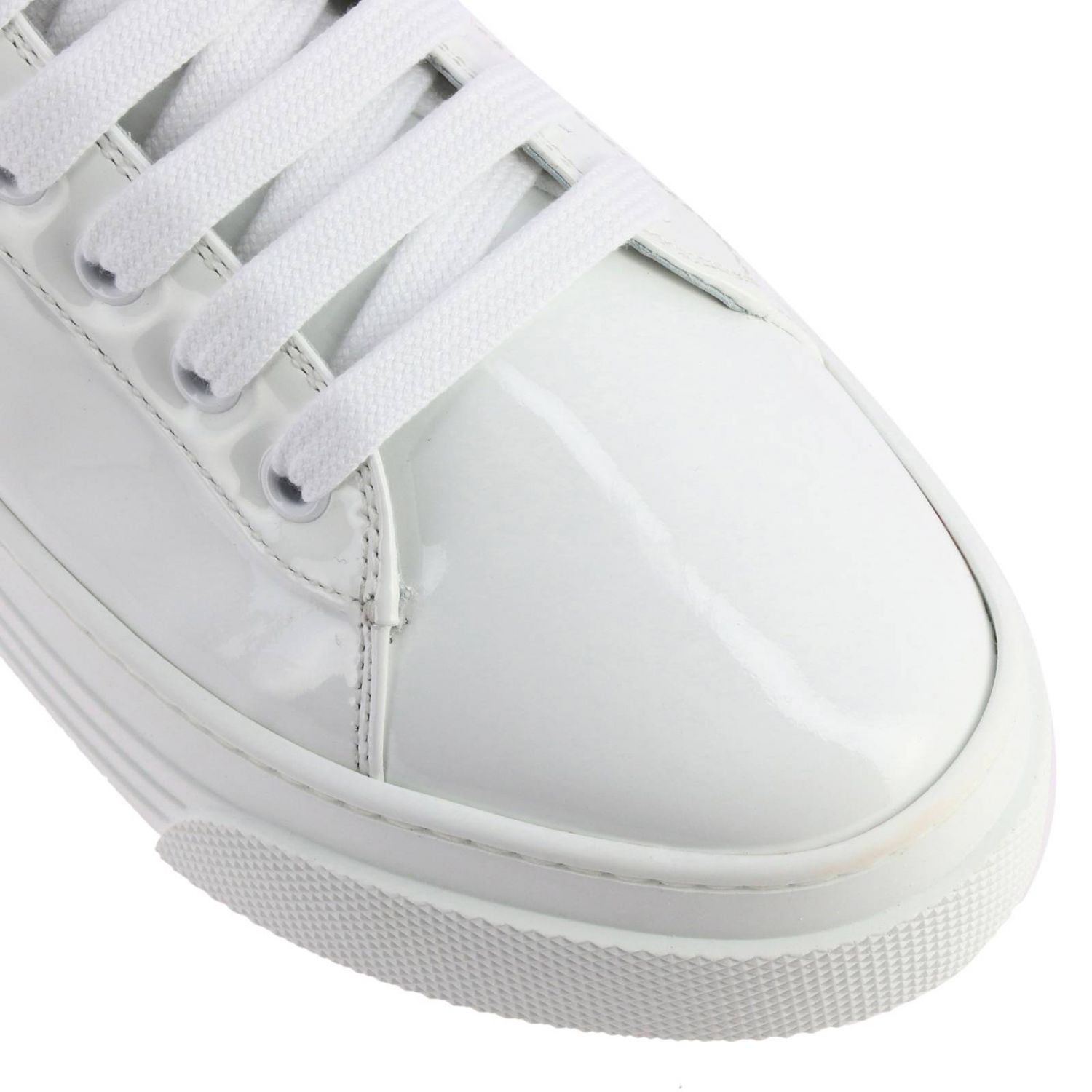 Спортивная обувь Miu Miu: Кроссовки Miu Miu из лакированной кожи со стразами белый 3