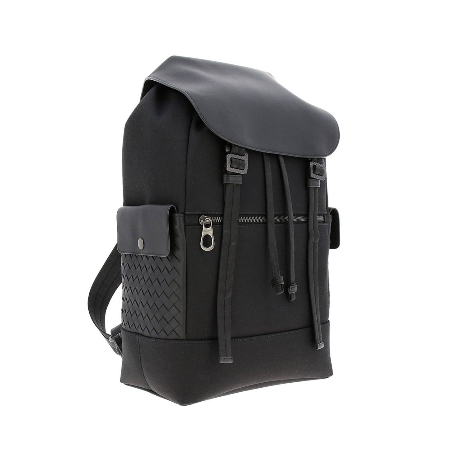 Bottega Veneta Outlet: backpack in real leather and canvas with woven ...