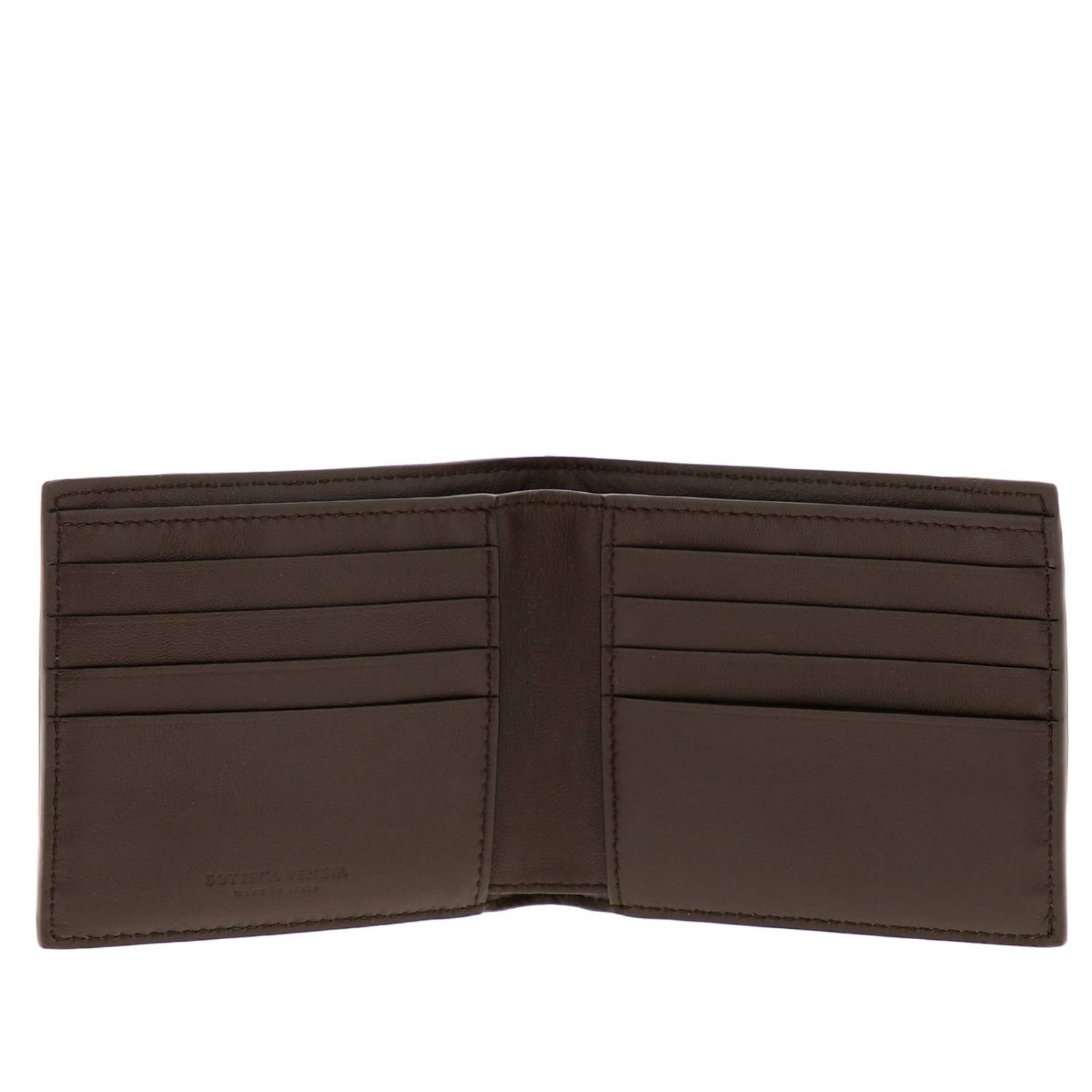 BOTTEGA VENETA: Classic woven leather wallet - Brown | Bottega Veneta ...