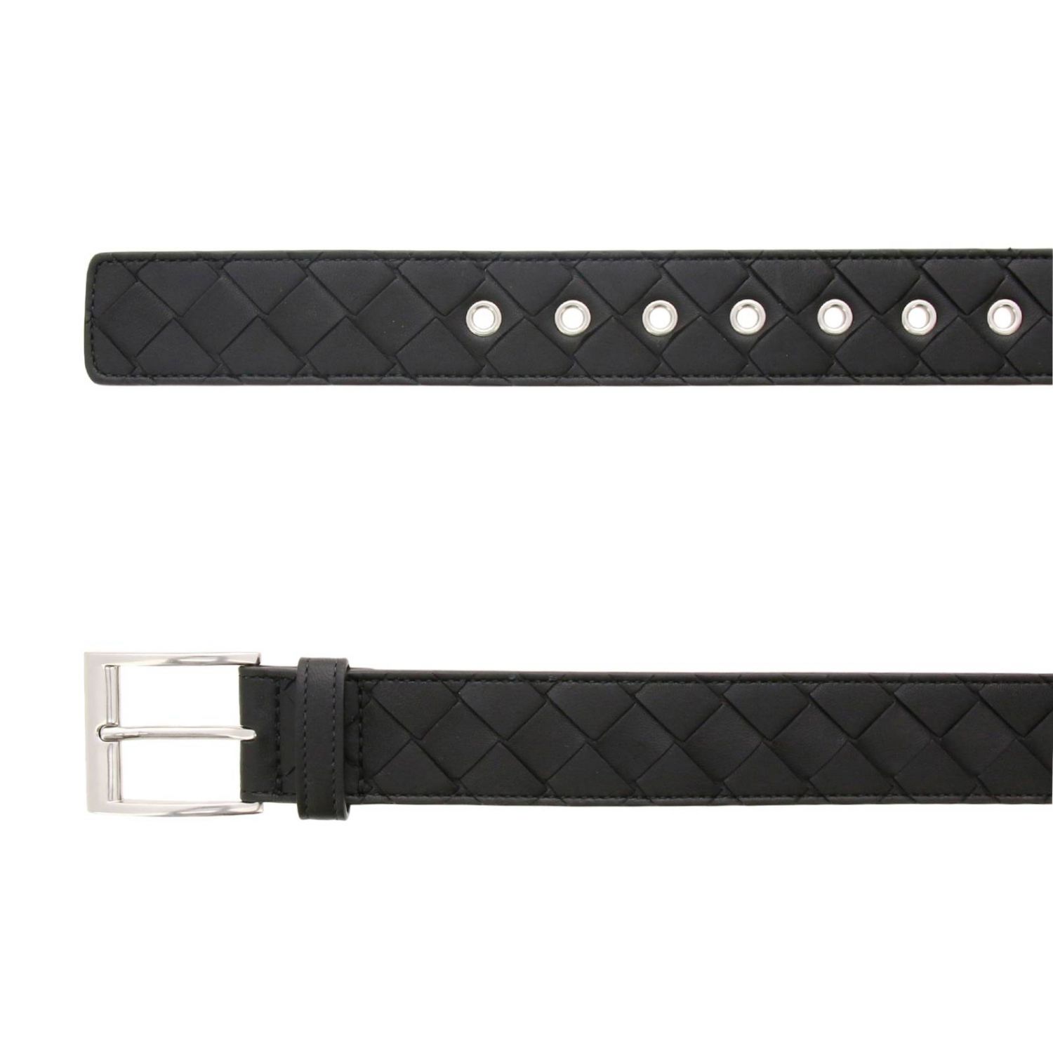 Cintura Bottega Veneta: Cintura Bottega Veneta Classic in vera pelle con lavorazione intrecciata e fibbia metallica nero 2