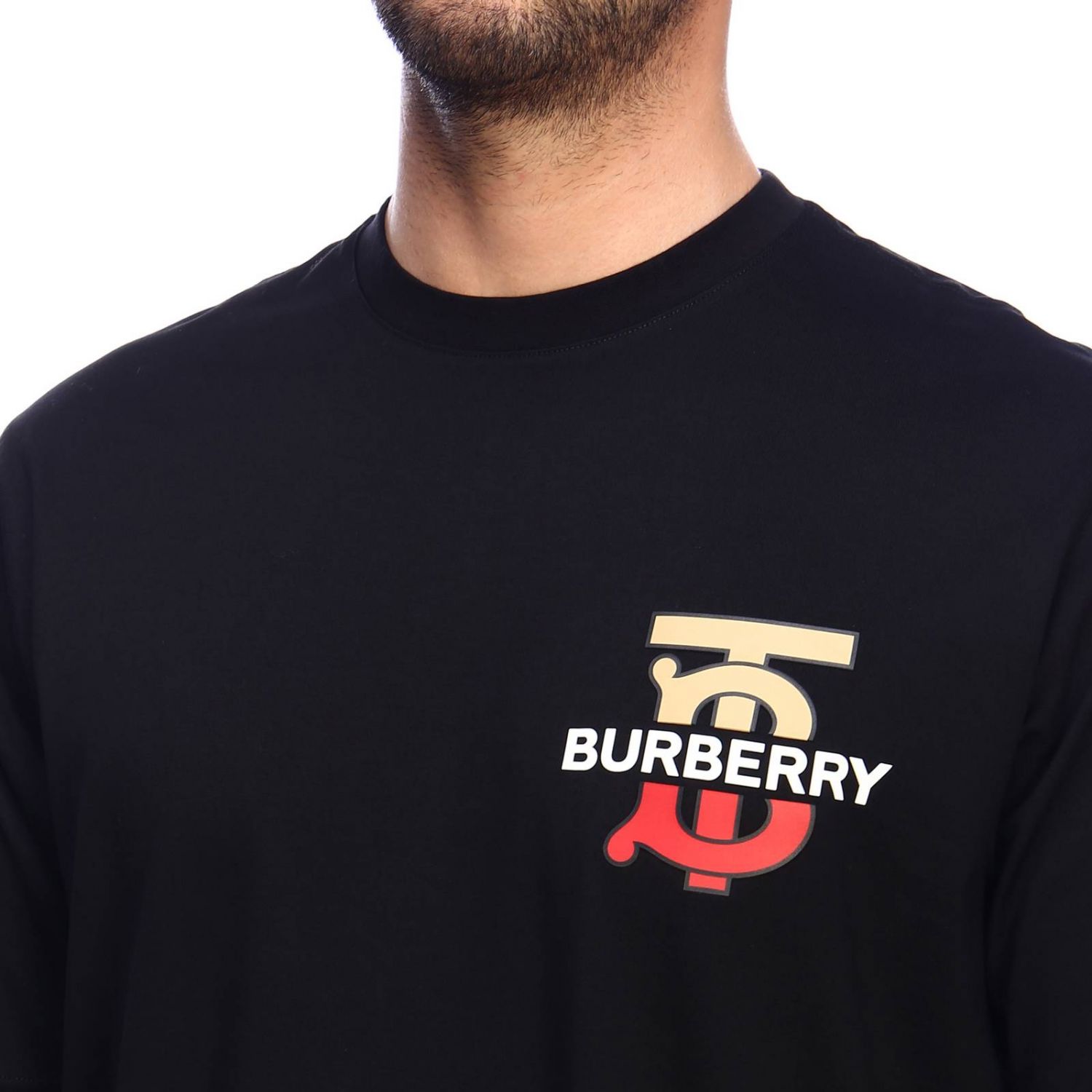 Burberry Outlet: Crew-neck t-shirt with printed tb maxi logo | T-Shirt ...