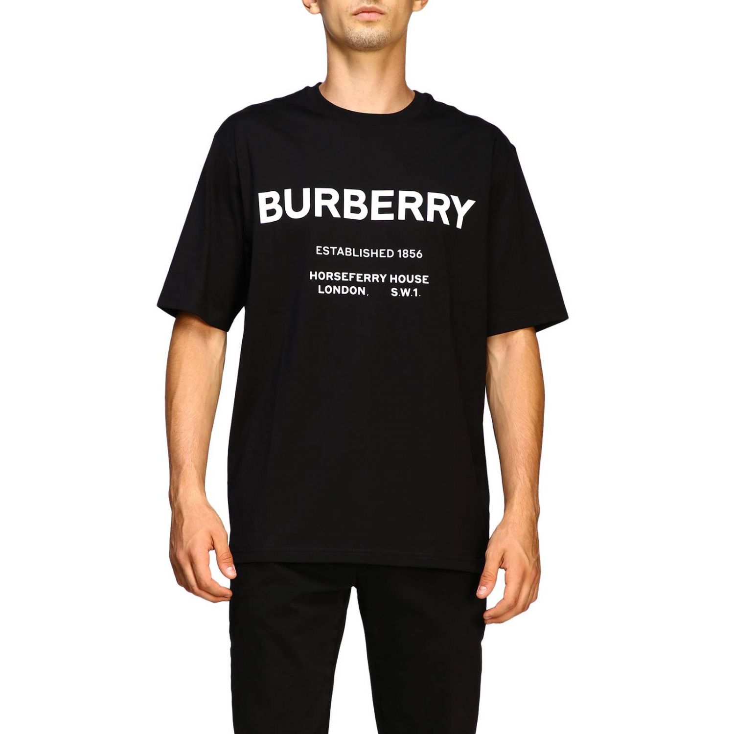 Burberry Outlet: T-shirt con maxi logo | T-Shirt Burberry Uomo Nero | T