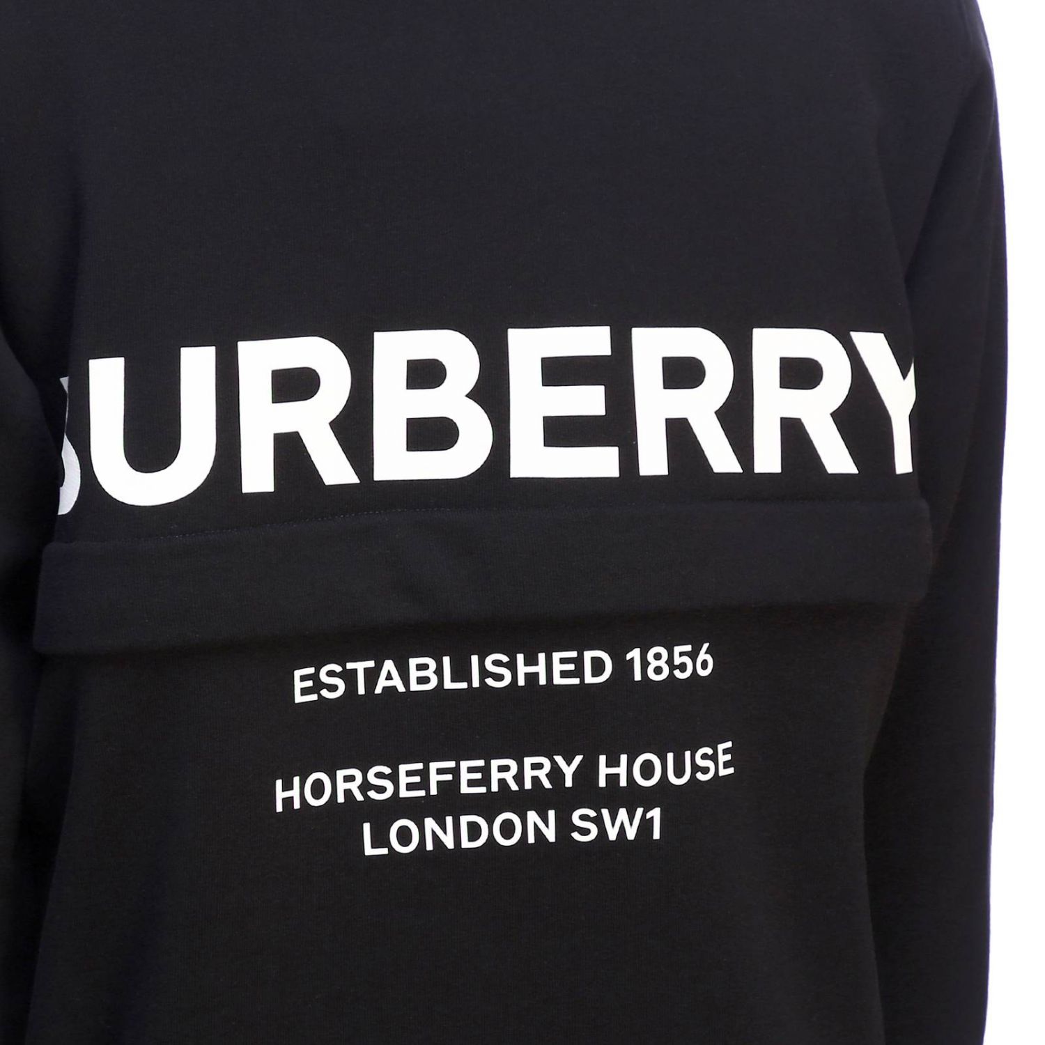 Outlet: Crewneck sweatshirt with maxi back lettering zip Sweater Burberry Men Black | Sweater Burberry 8013507 GIGLIO.COM