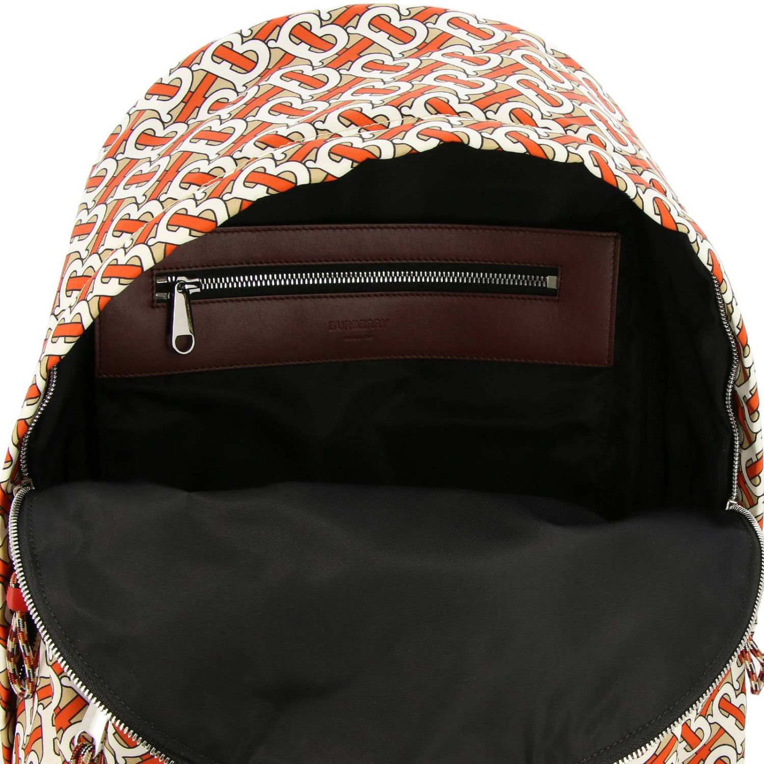 Burberry Outlet Large nylon backpack with allover TB print Red