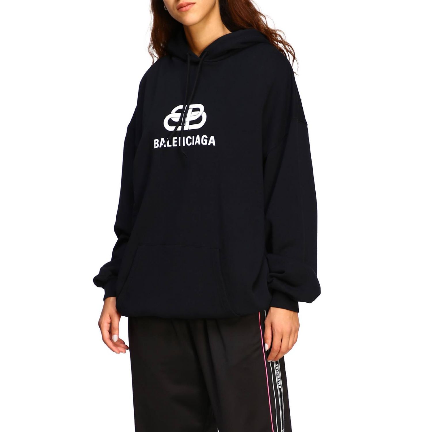 BALENCIAGA: sweatshirt with hood and maxi BB logo print | Sweatshirt