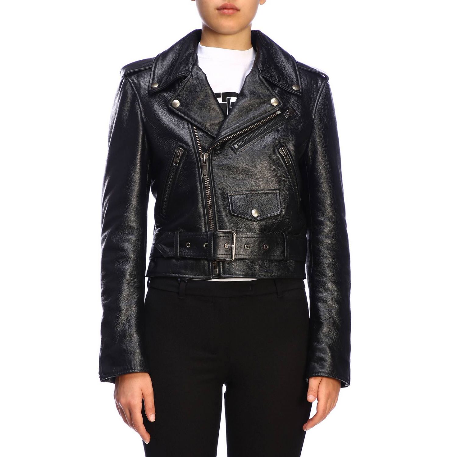 veste en cuir balenciaga femme