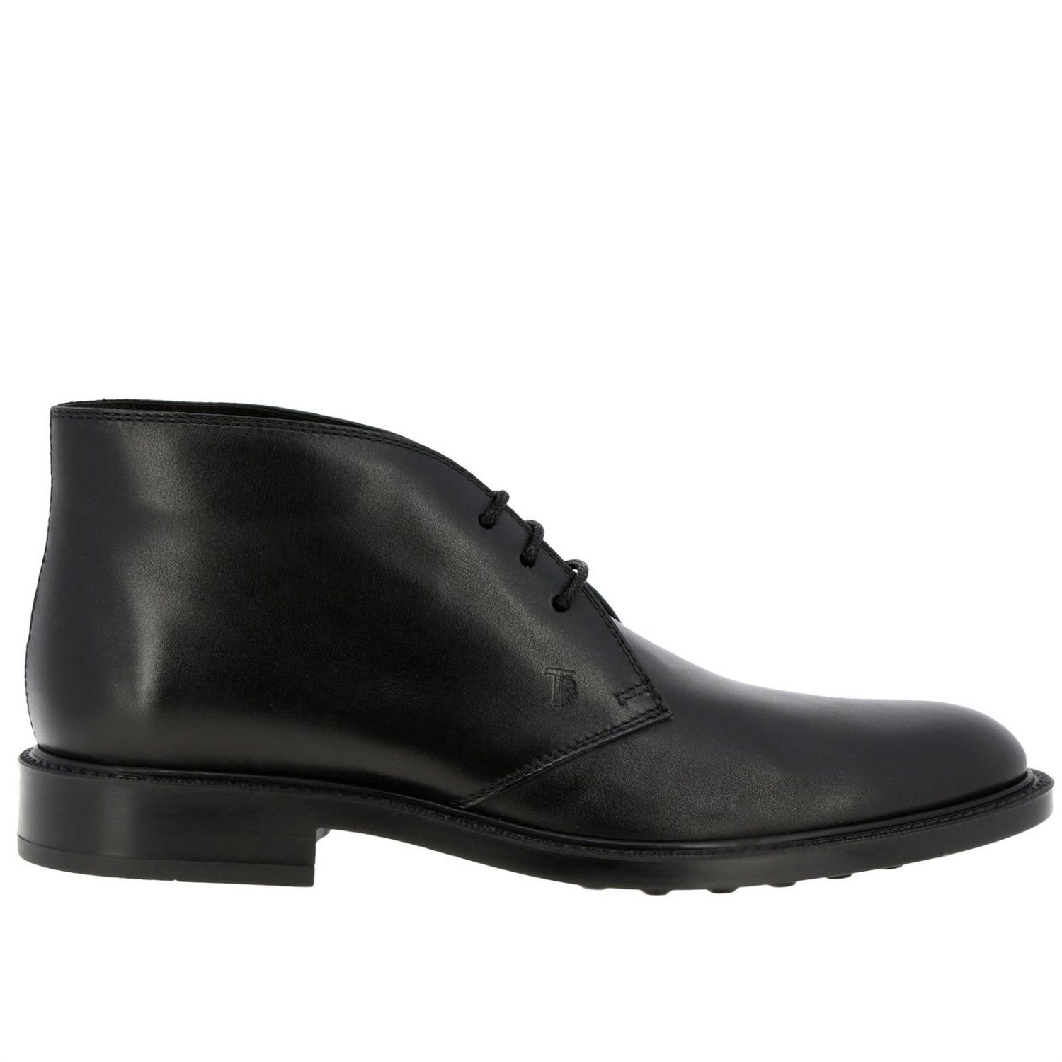 TOD'S: Lace-up smooth leather boots with rubber sole - Black | Tod's ...