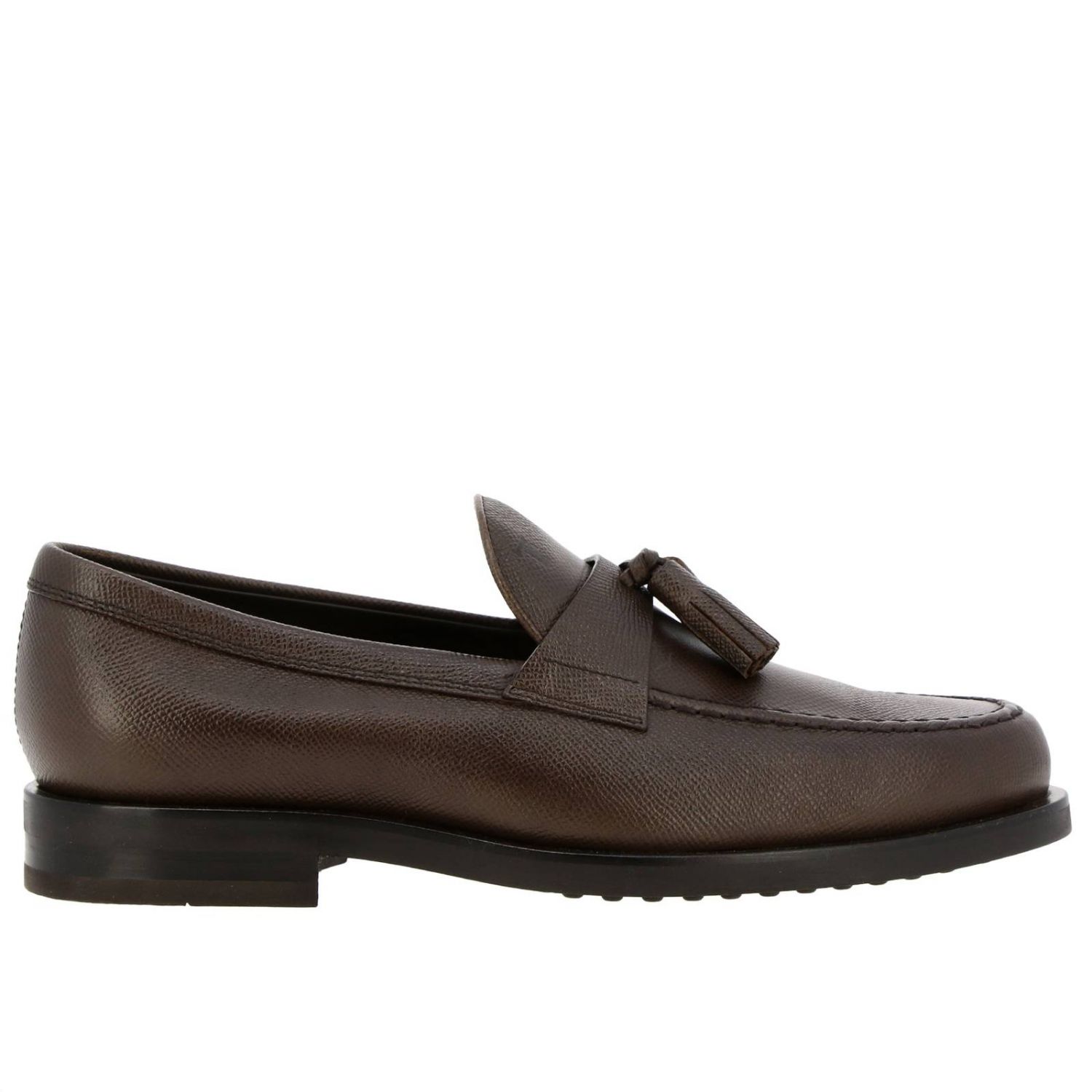 TOD'S: Mocassino in vera pelle saffiano con traversina e nappe - Marrone | Mocassini  Tod's XXM0ZF0AB90 PLT GIGLIO.COM