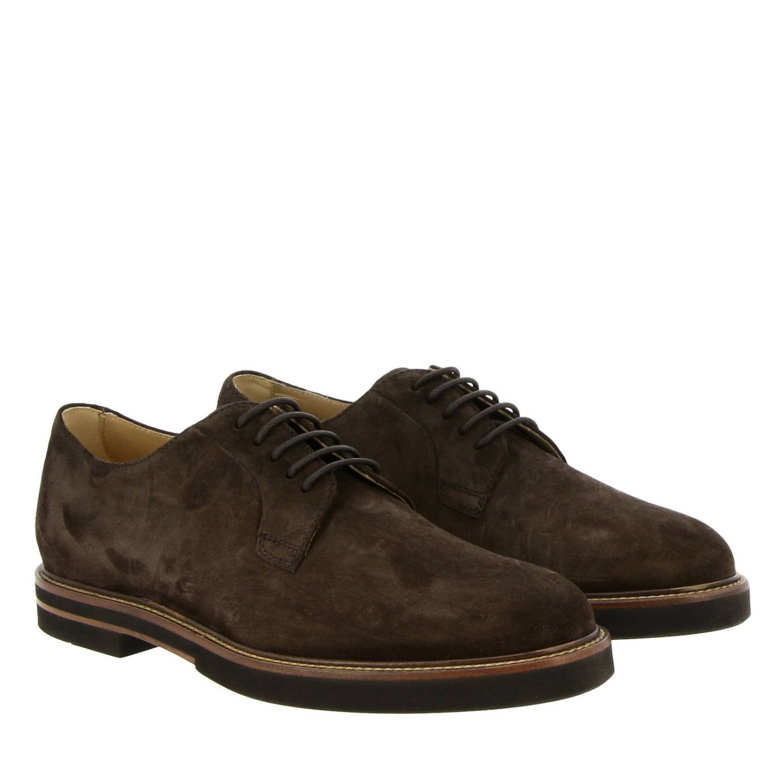 Brogue shoes Tod's: Tod's Lace-up suede Derby shoes with rubber and leather bottom dark 2