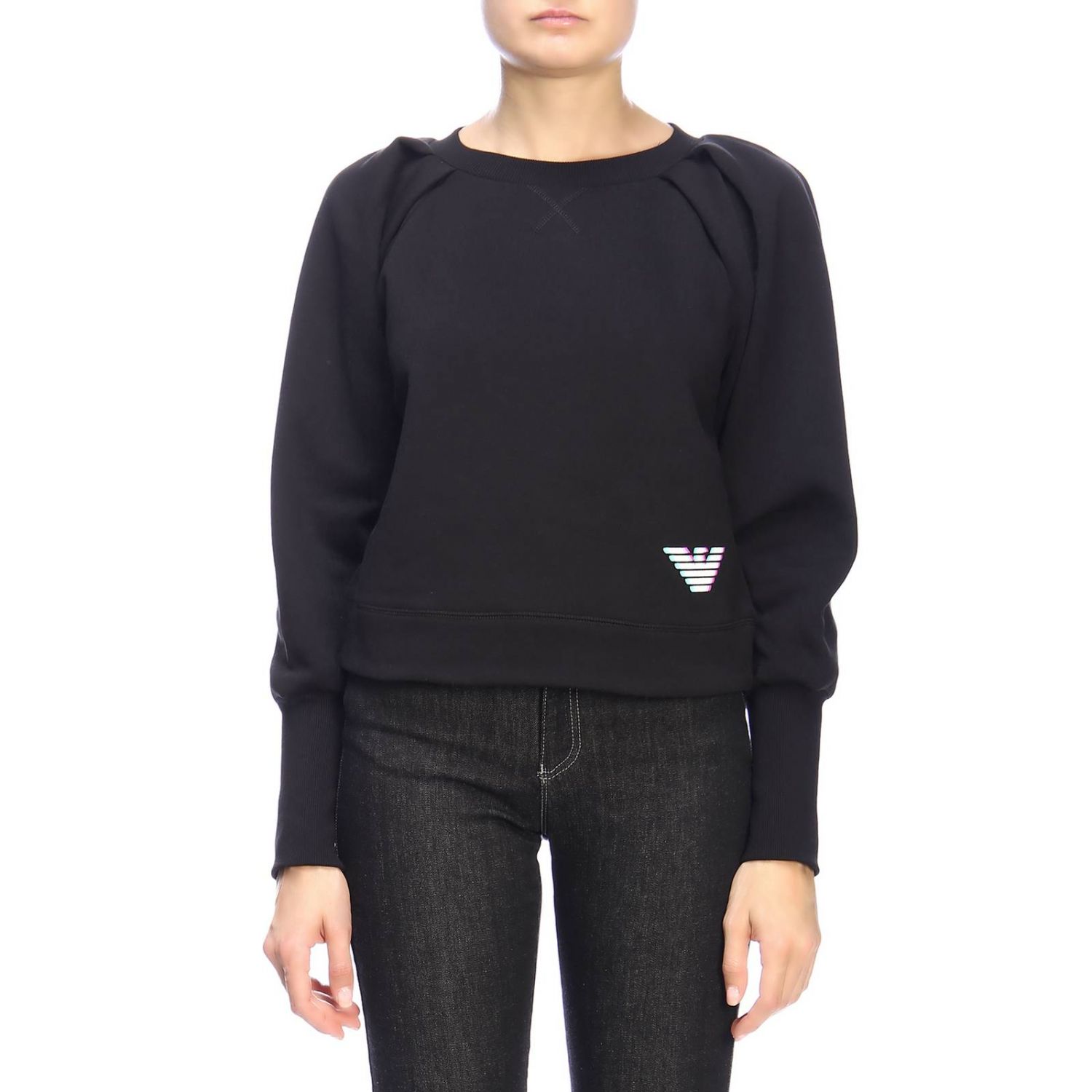 emporio armani crew neck logo sweatshirt black